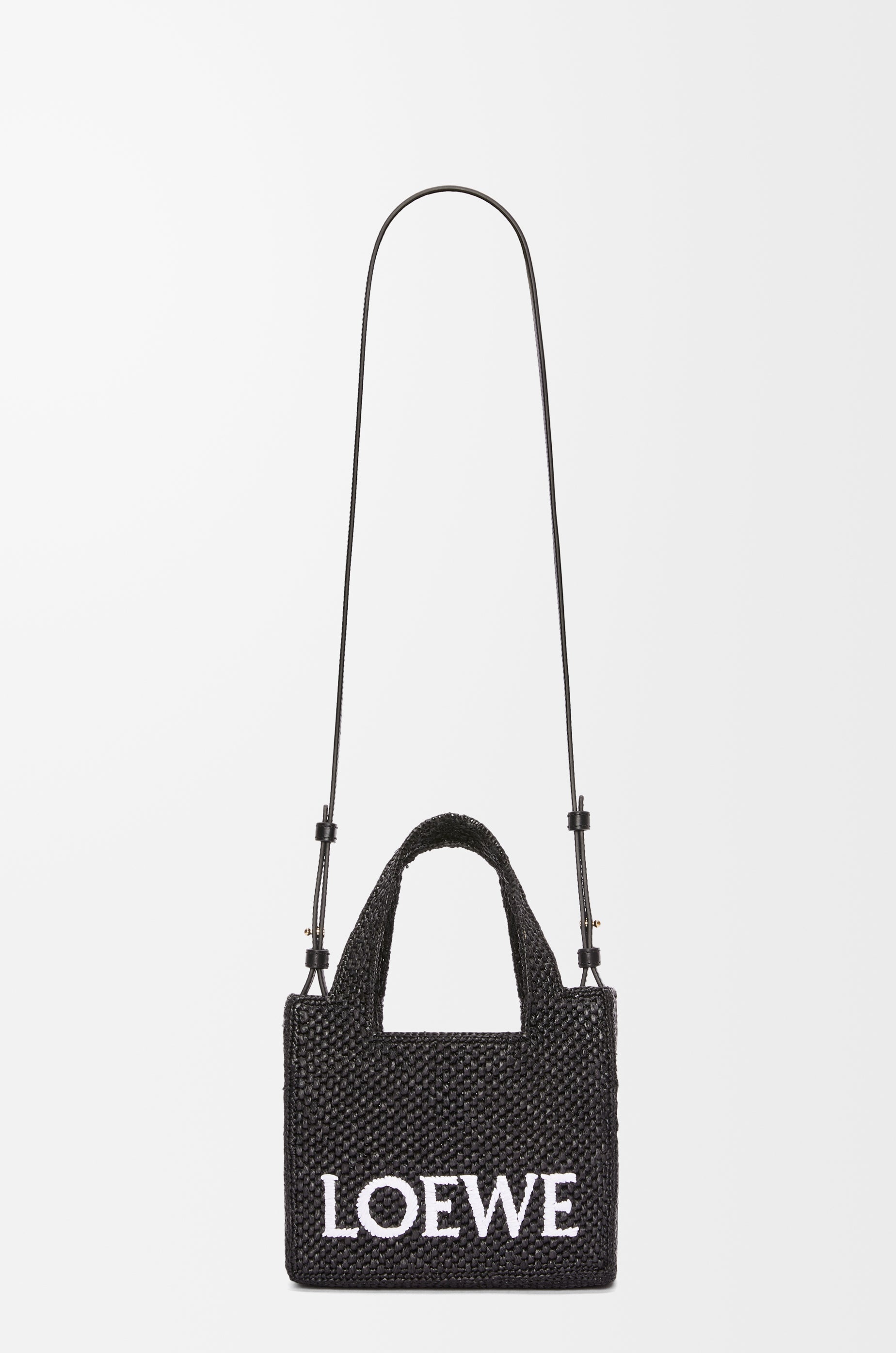 Loewe Mini LOEWE Font tote in raffia