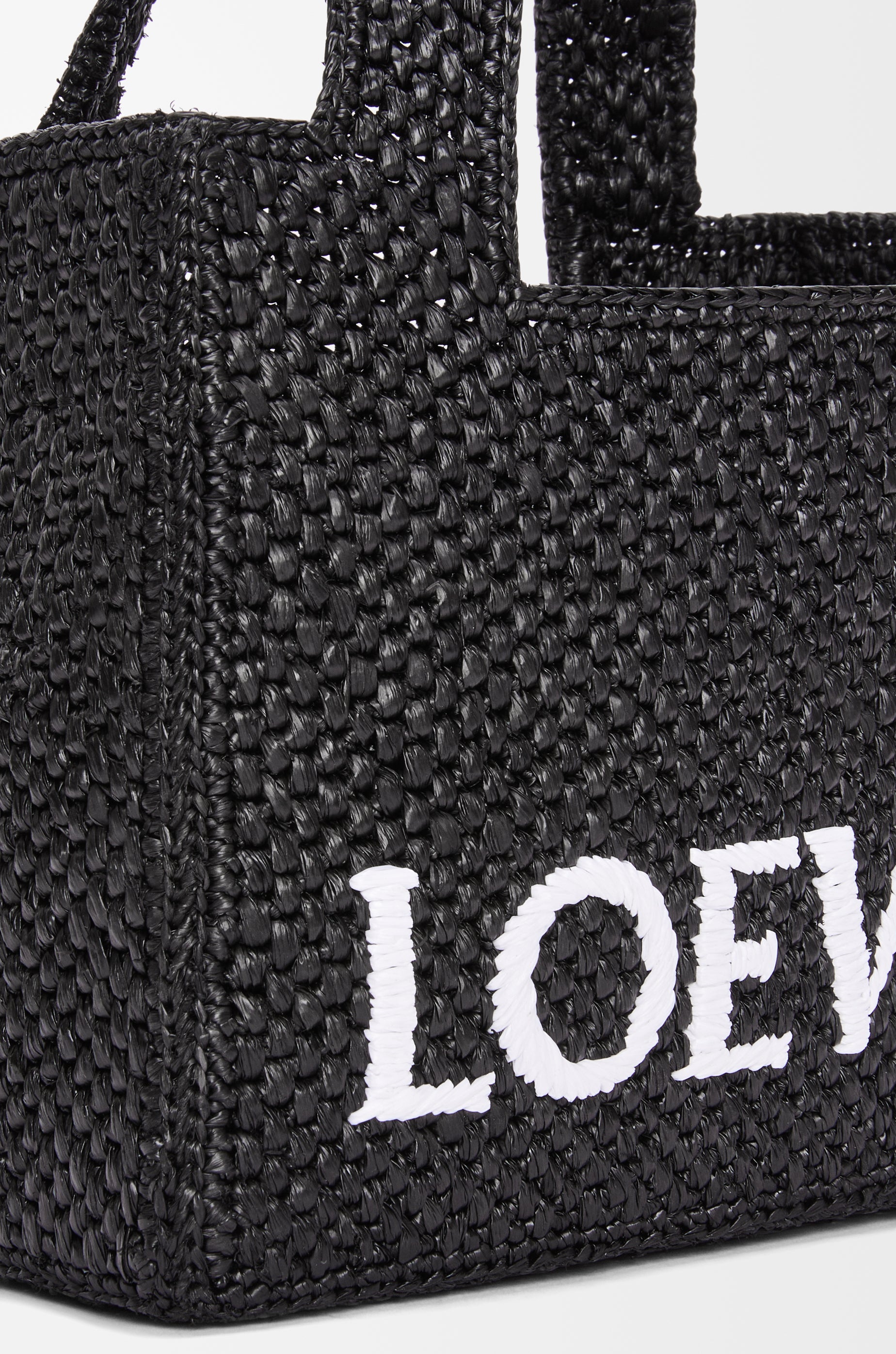 Loewe Mini LOEWE Font tote in raffia