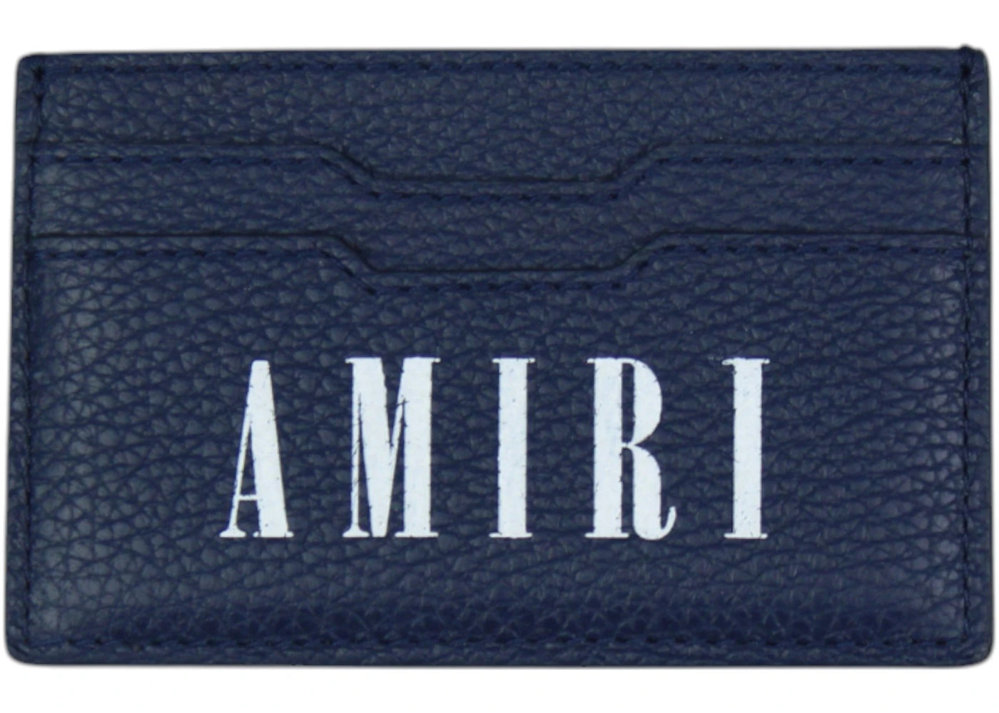 Amiri Logo Leather Card Holder Navy
