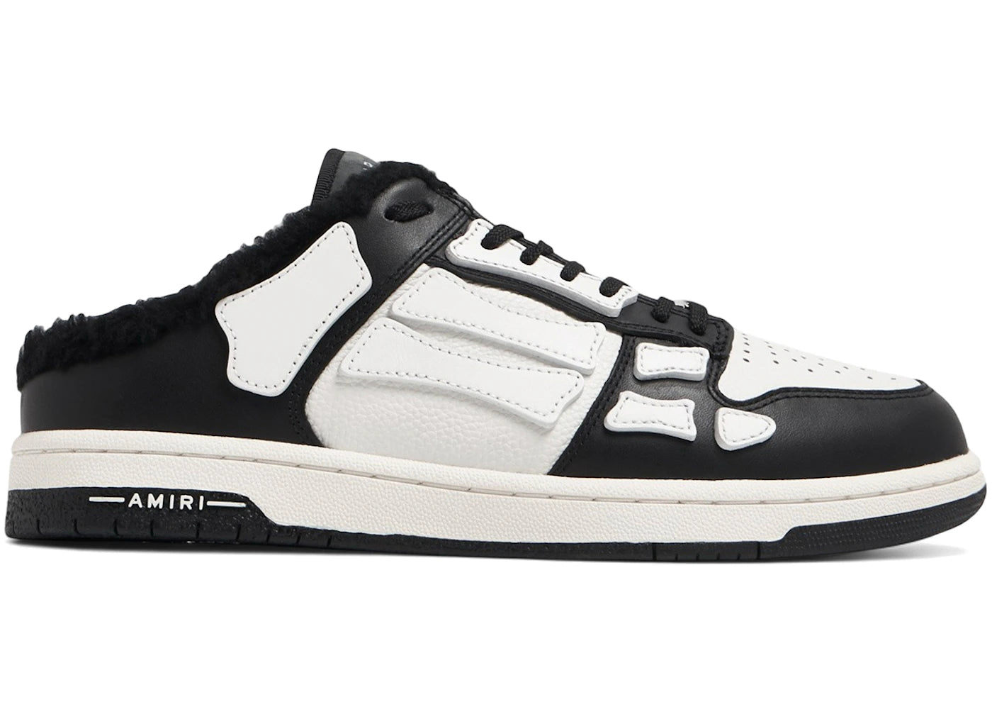 Amiri Skel Top Mule Shearling Black White