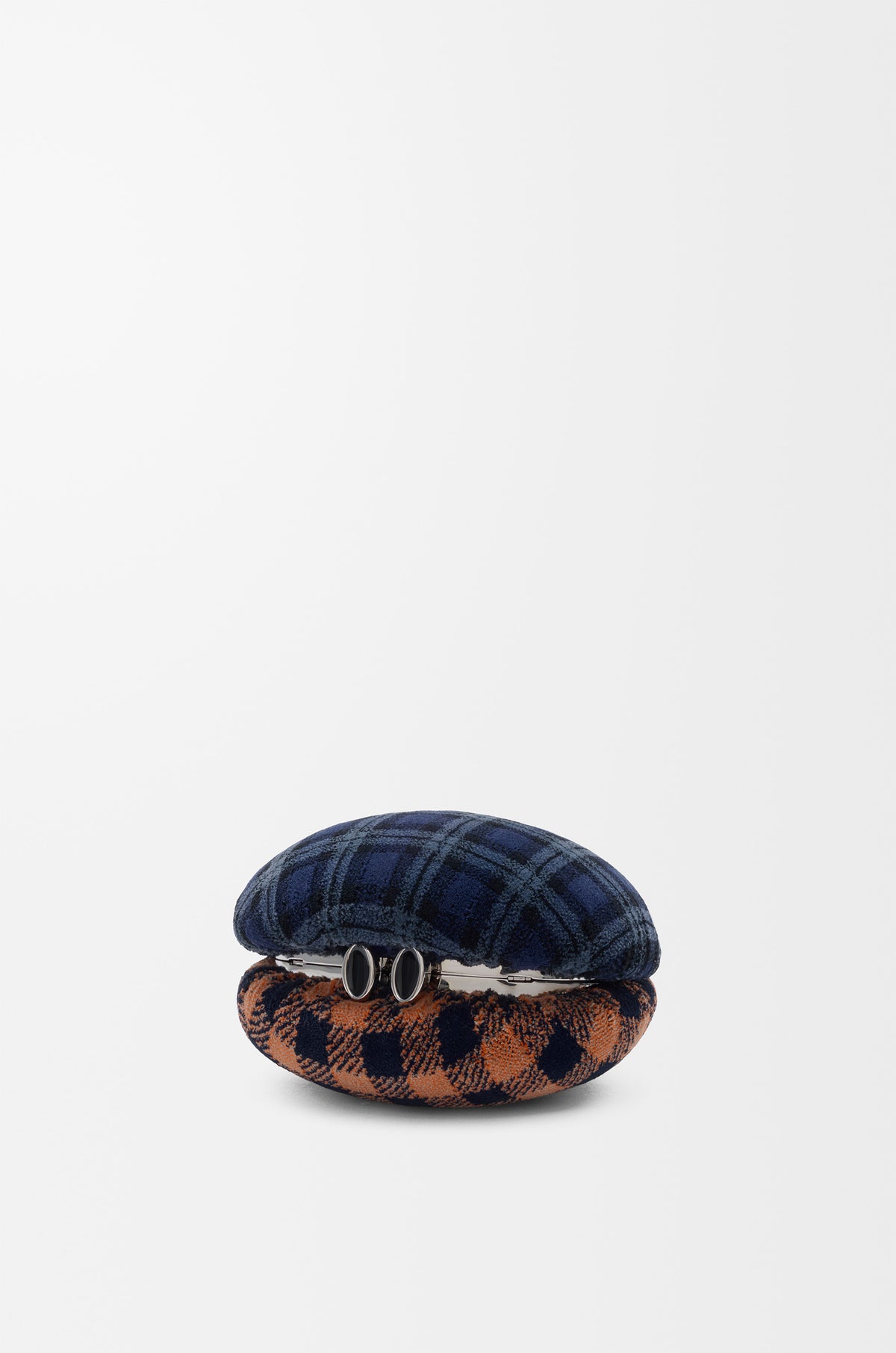 Loewe Shell minaudiere in check pattern textile and metal
