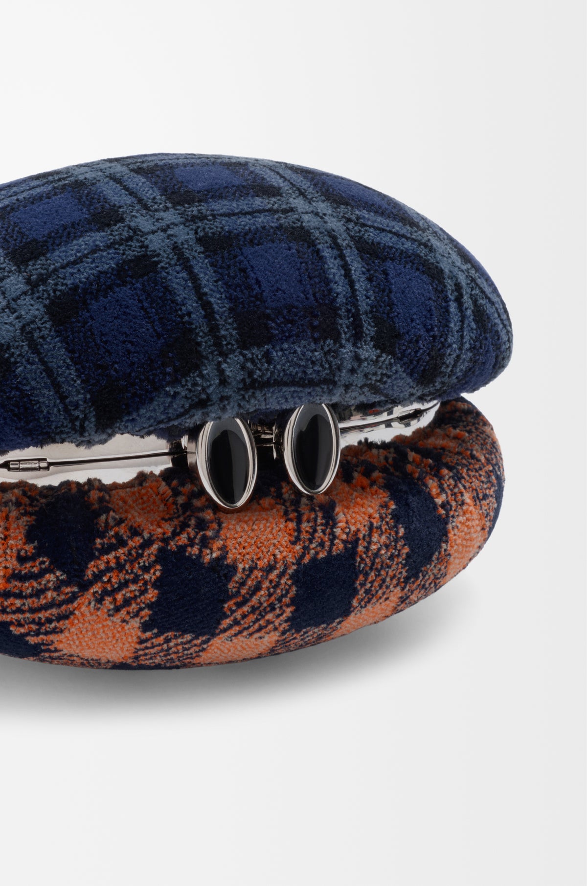 Loewe Shell minaudiere in check pattern textile and metal