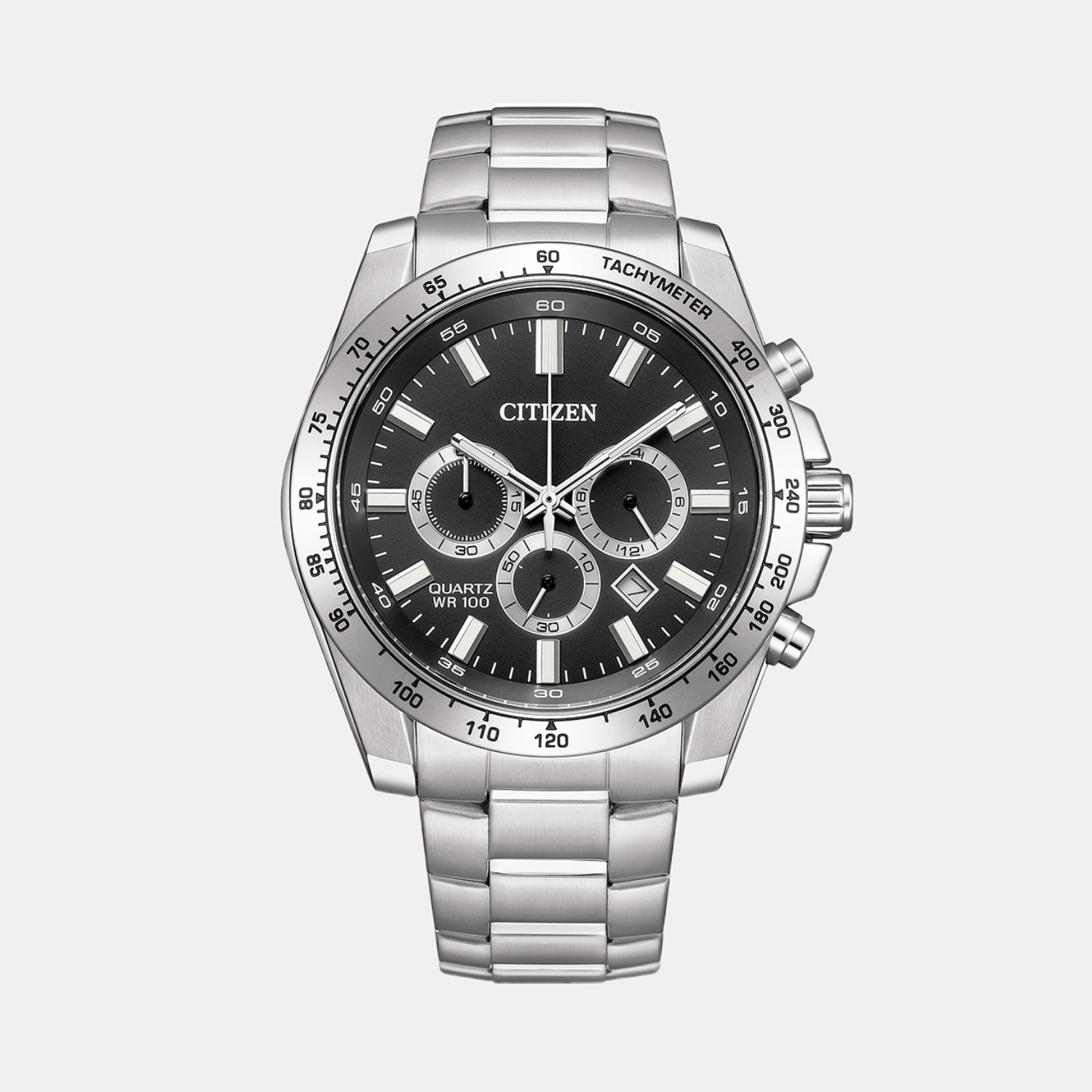 Citizen Men Quartz Black Dial Chronograph Stainless Steel Watch An8230-59E