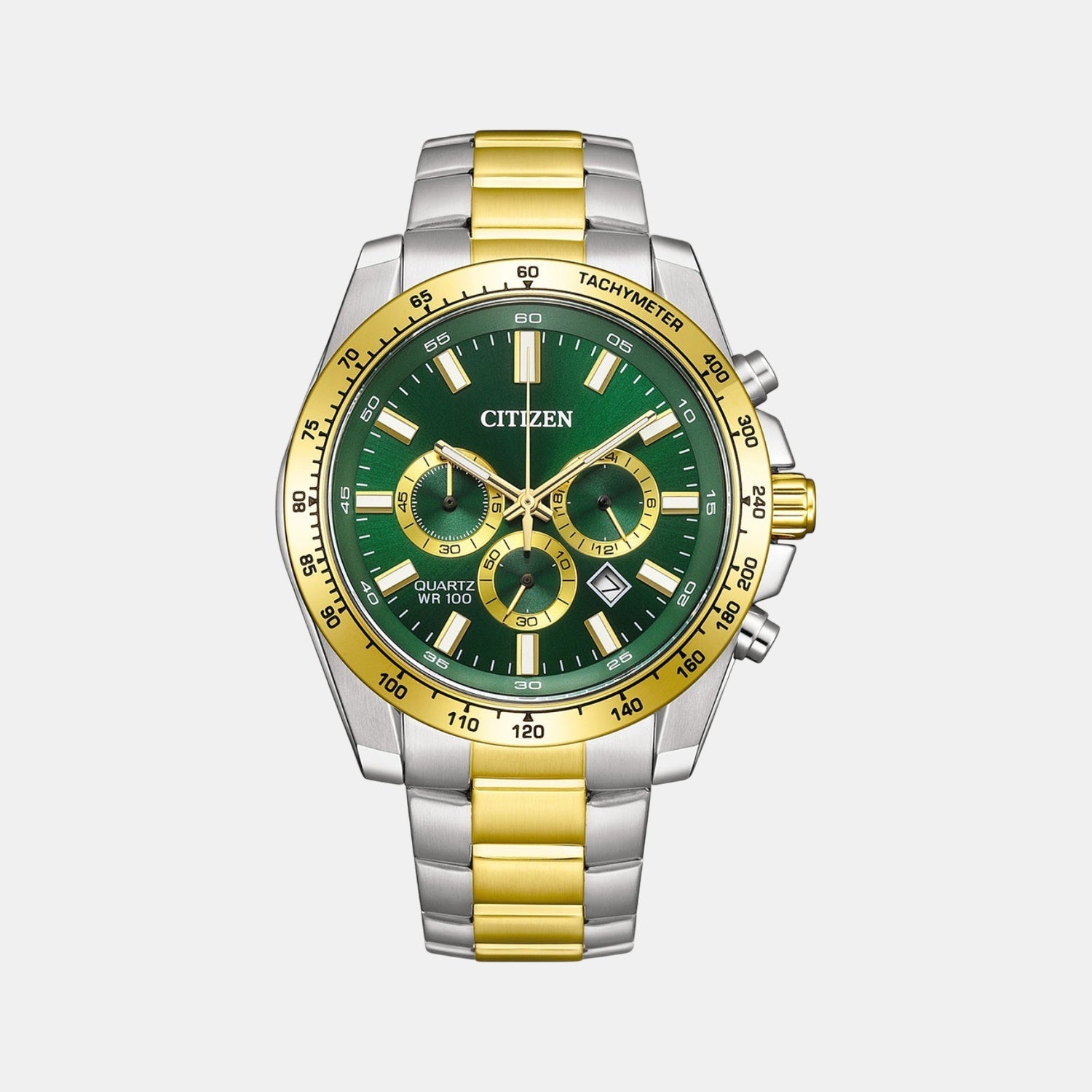 Citizen Men Quartz Green Dial Chronograph Stainless Steel Watch An8234-58X