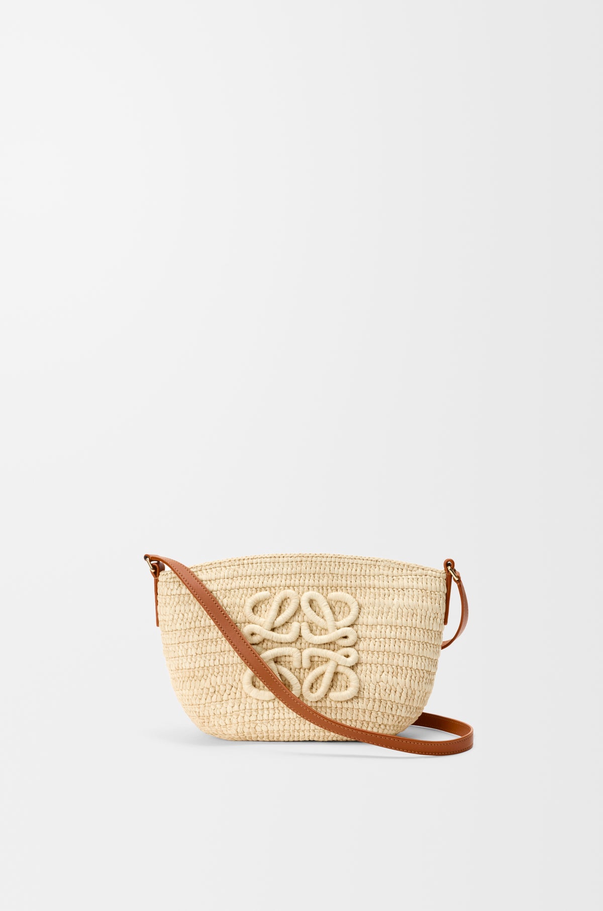Loewe Eclipse pochette in raffia and calfskin