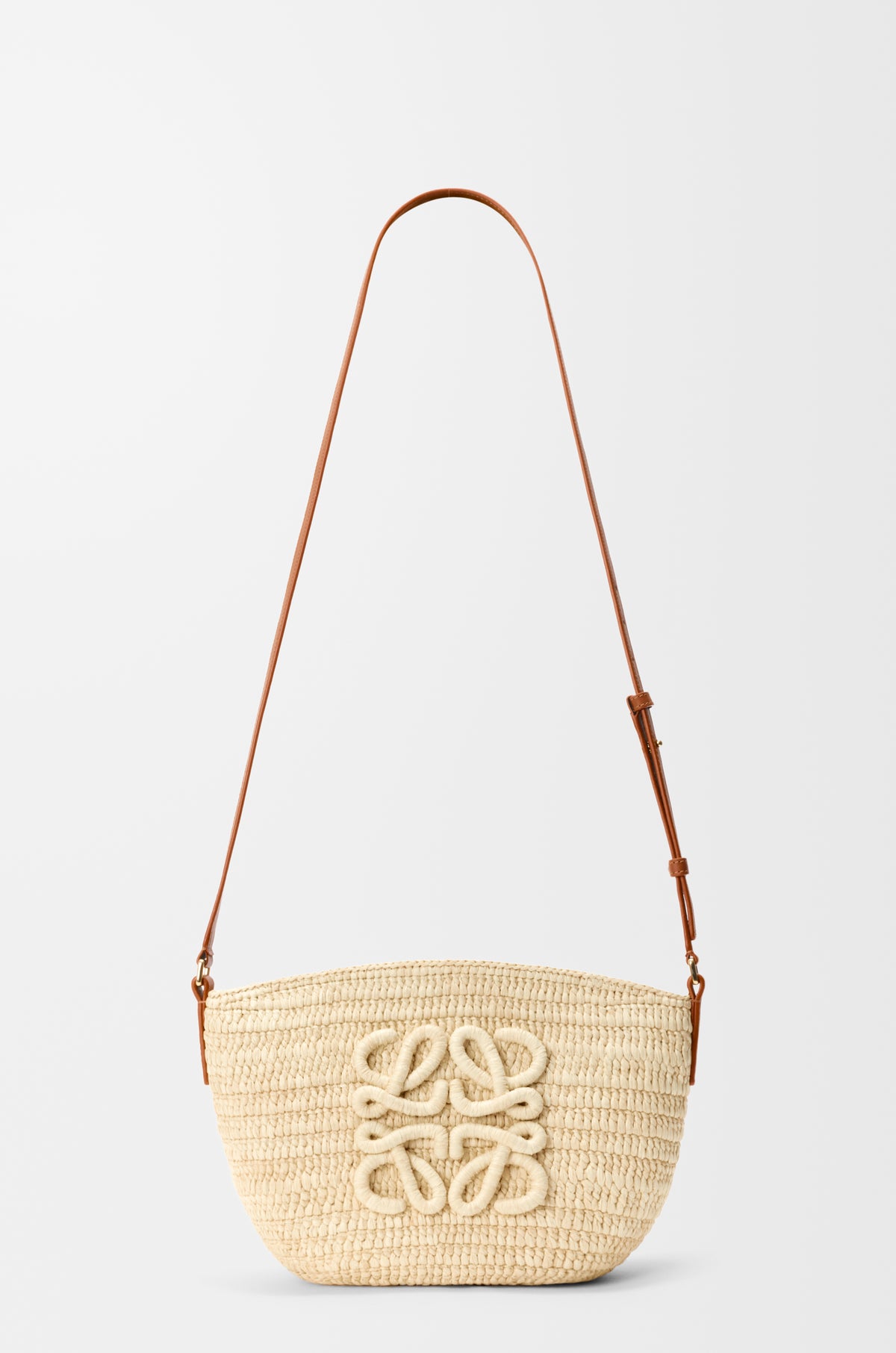 Loewe Eclipse pochette in raffia and calfskin