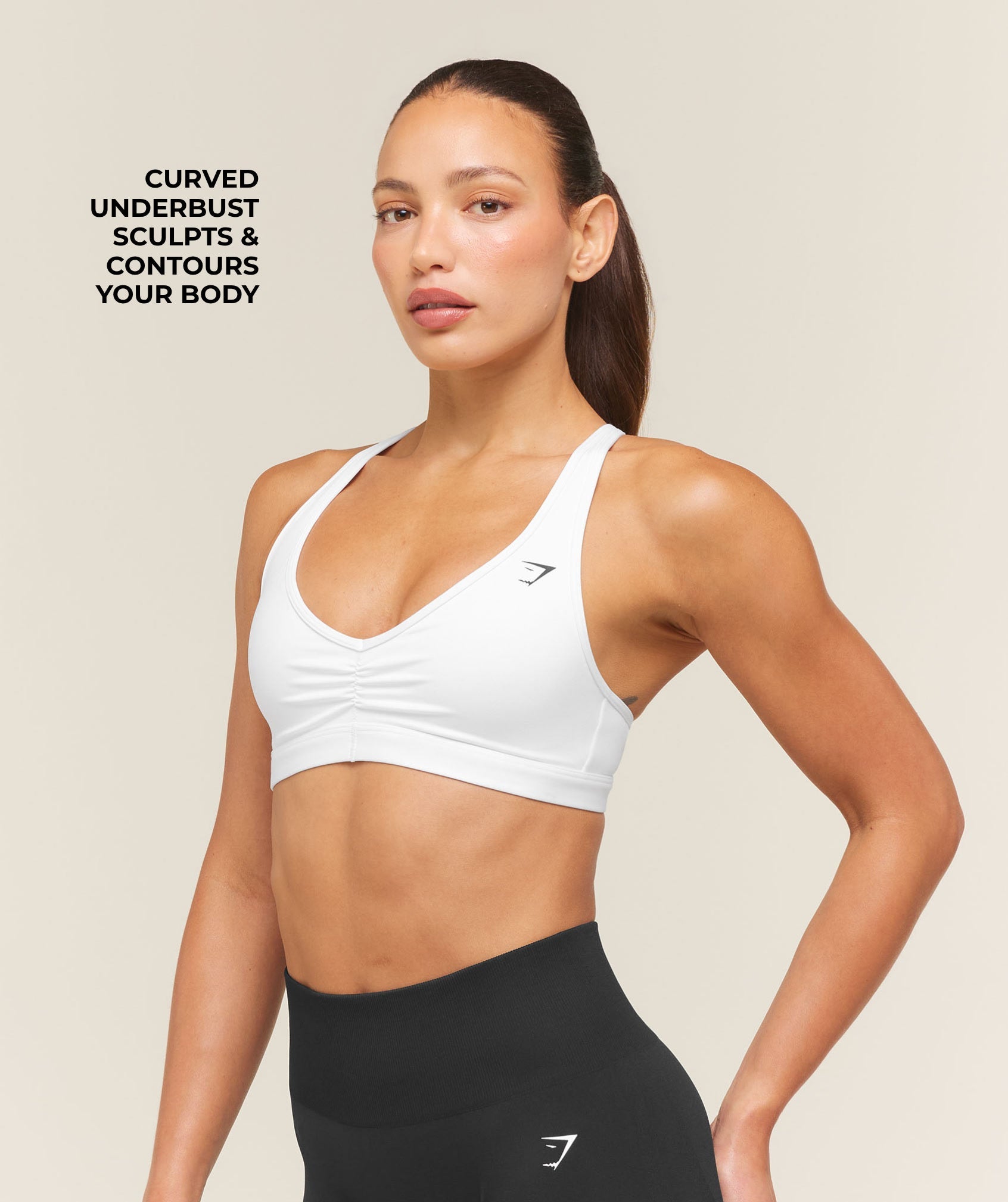 Women's Gymshark Ruched Sports Bra 2.0 White
