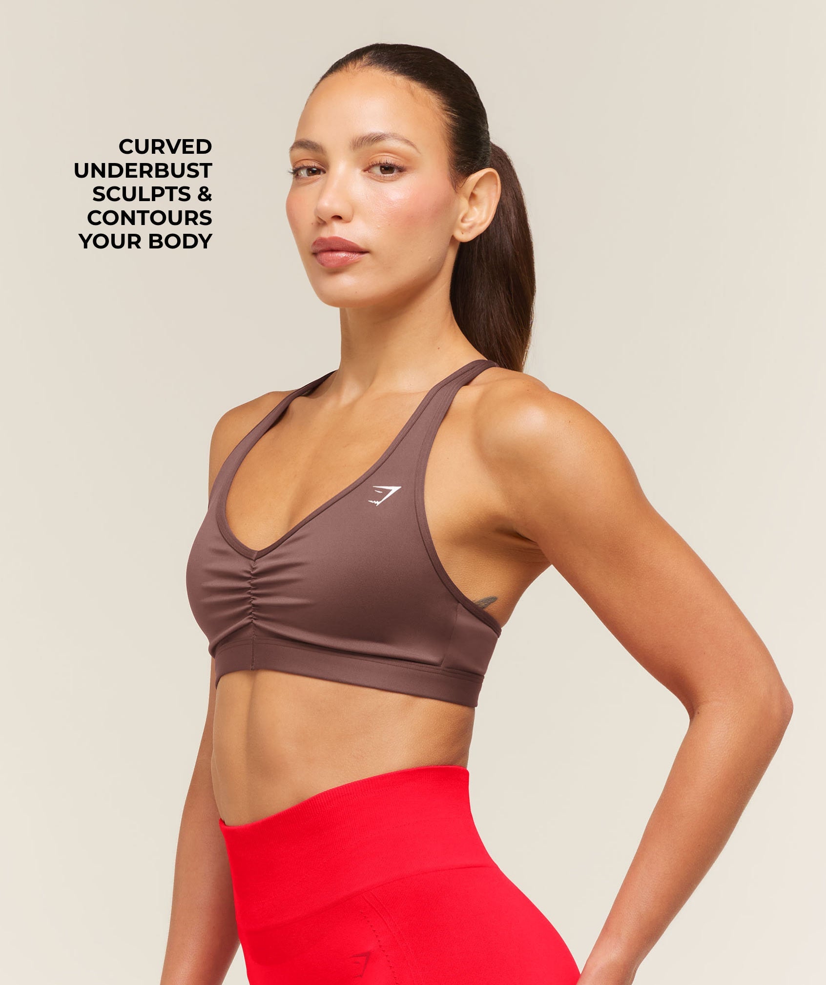 Women's Gymshark Ruched Sports Bra 2.0 Espresso Brown