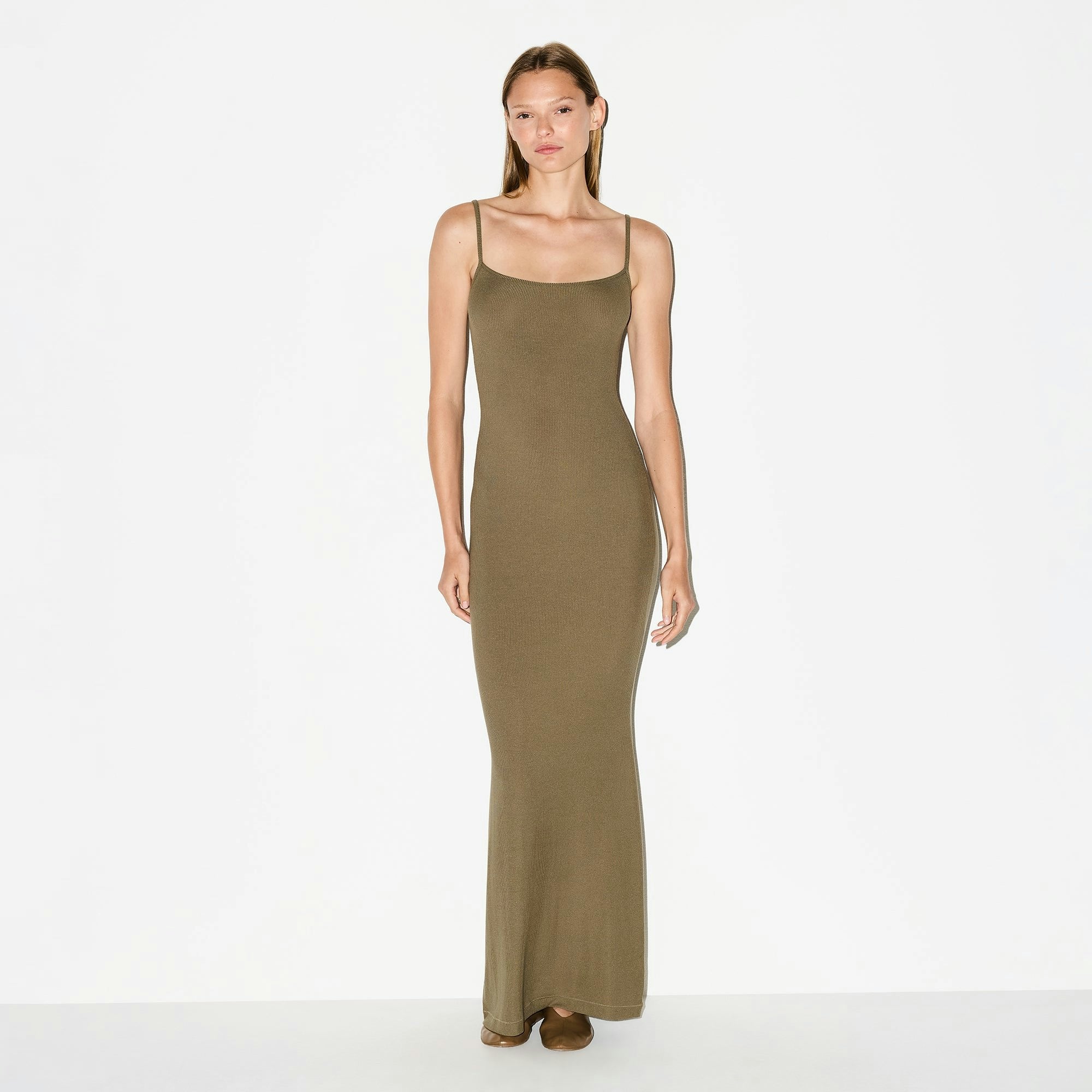 Skims Soft Lounge Long Slip Dress Oak