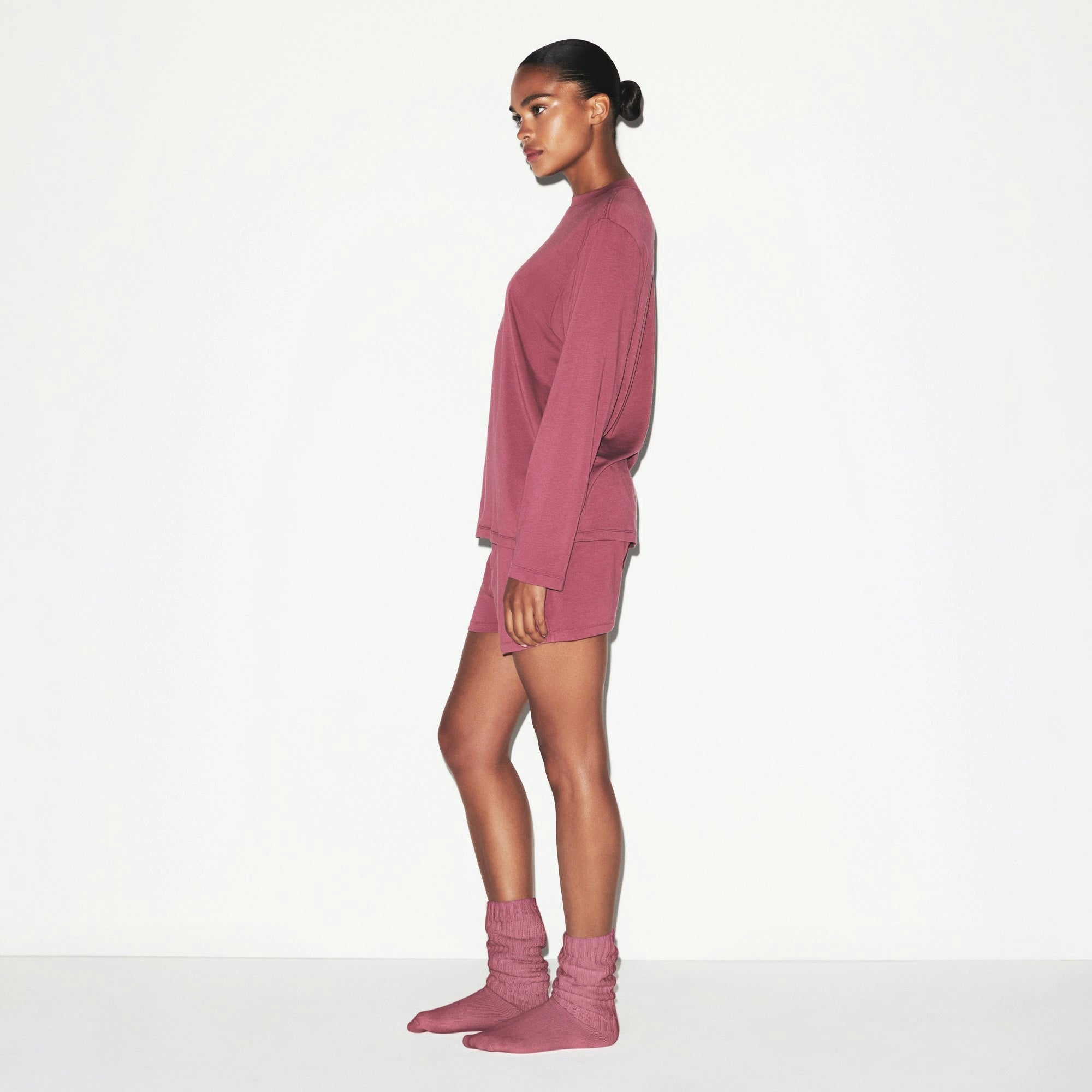 Skims Boyfriend Long Sleeve T-Shirt Beet