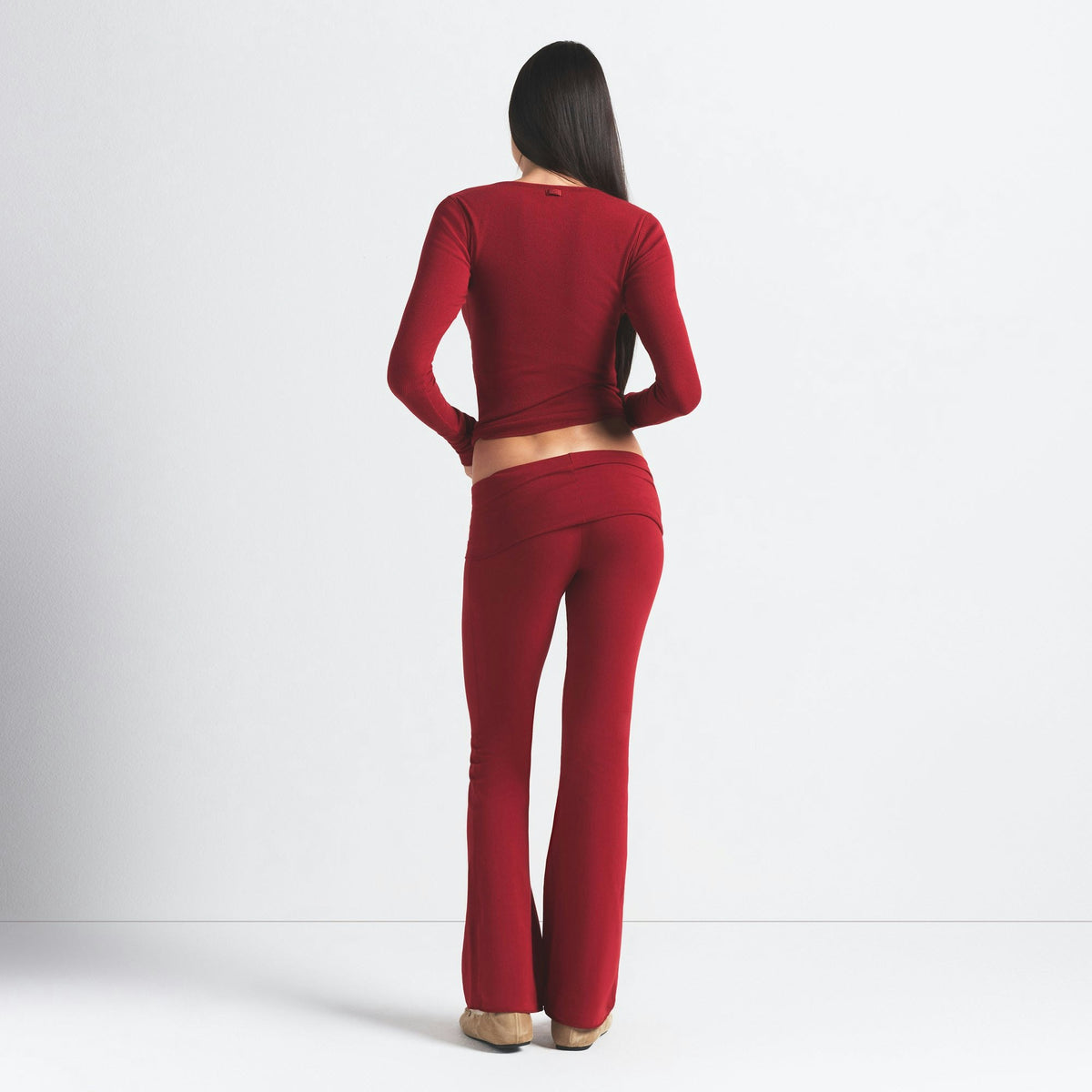 Skims Cotton Jersey Foldover Pant Brick