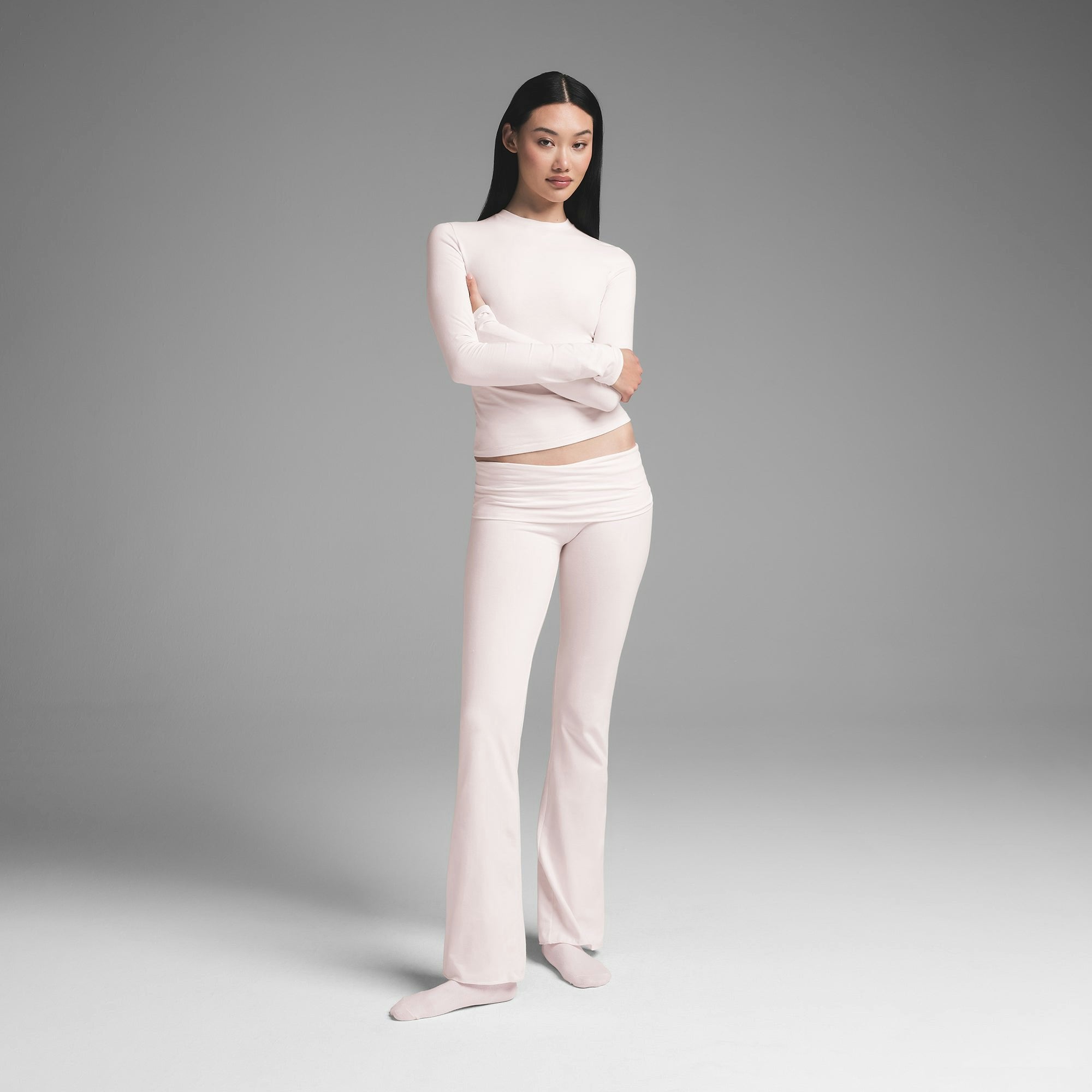 Skims Cotton Jersey Foldover Pant Barely Pink