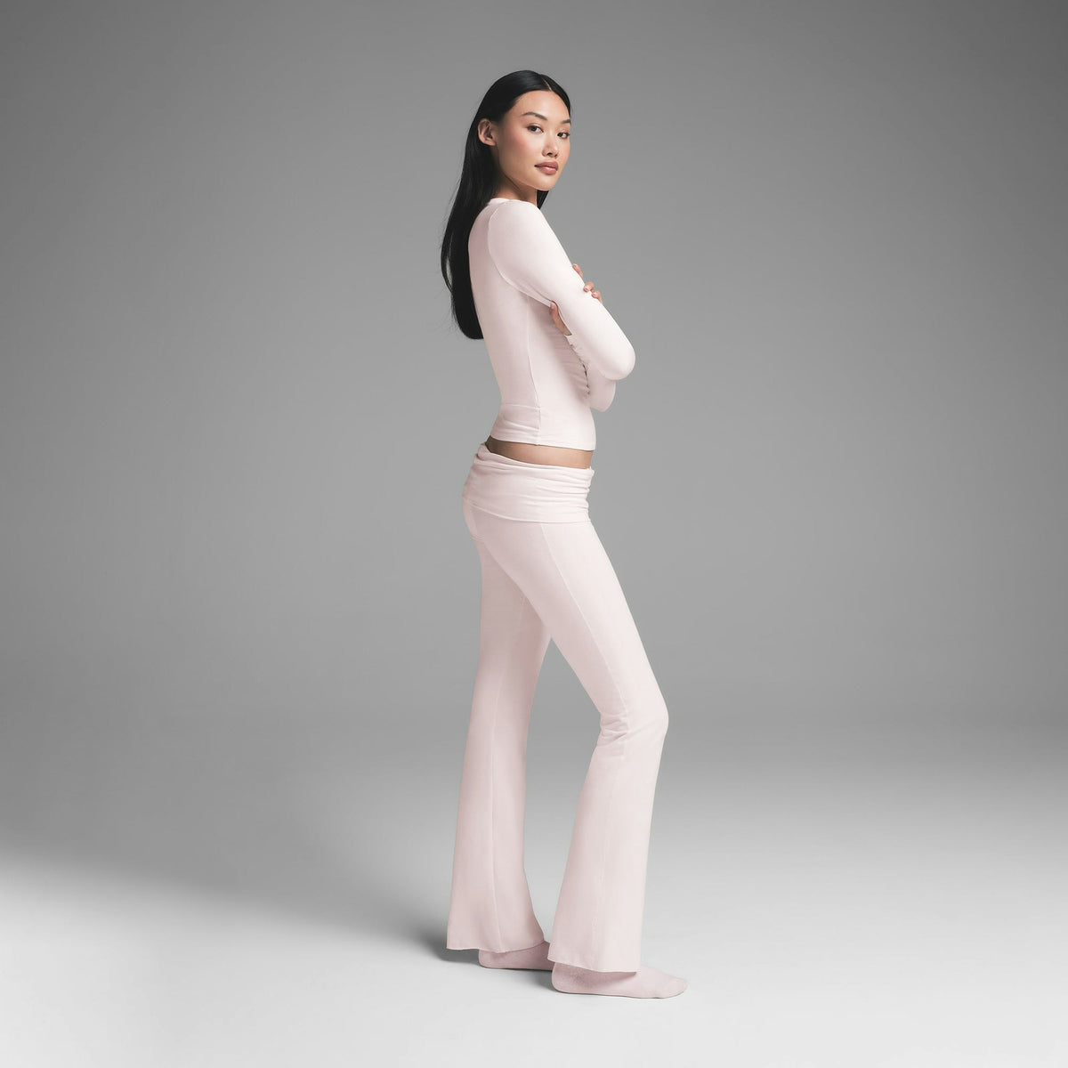 Skims Cotton Jersey Foldover Pant Barely Pink
