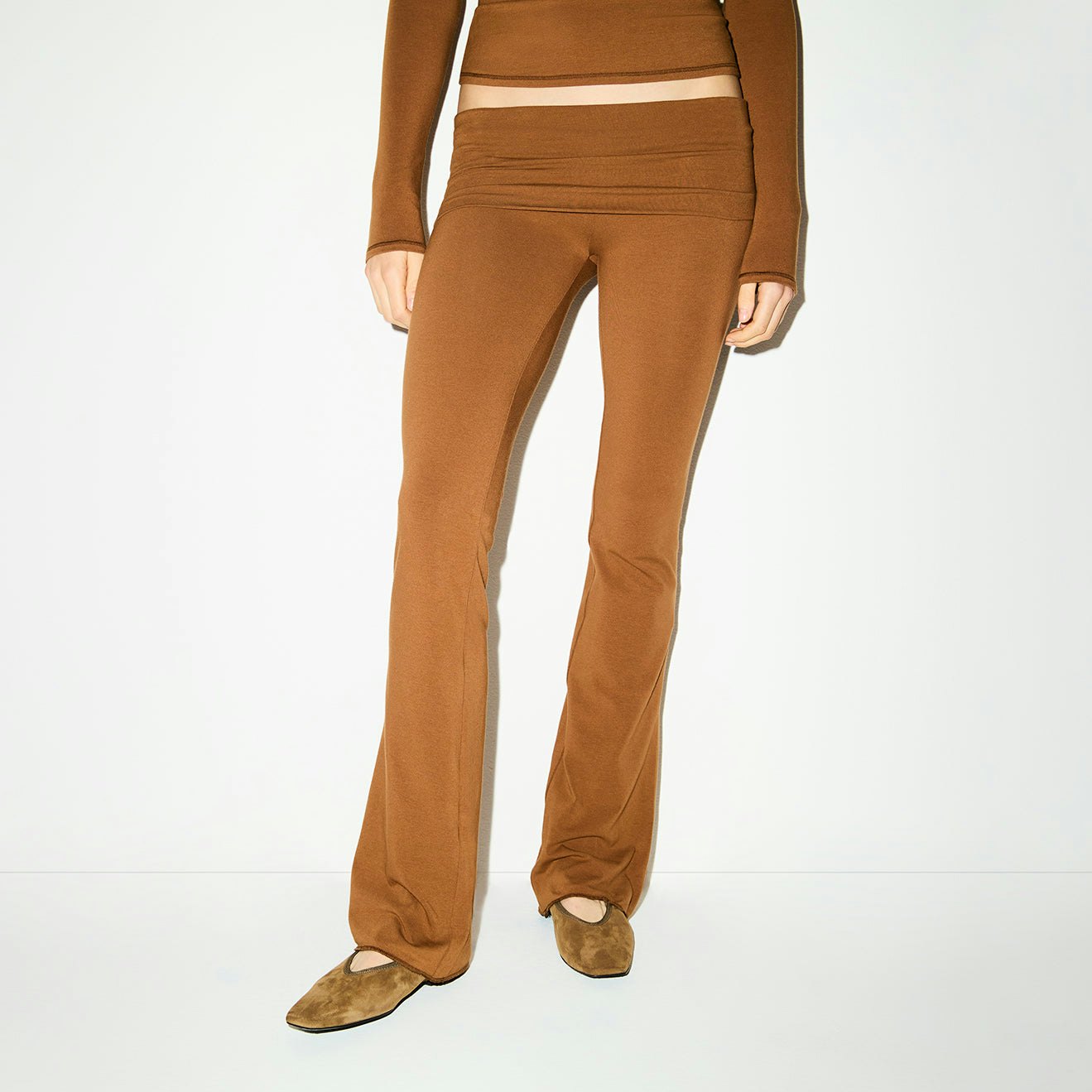 Skims Cotton Jersey Foldover Pant Chai