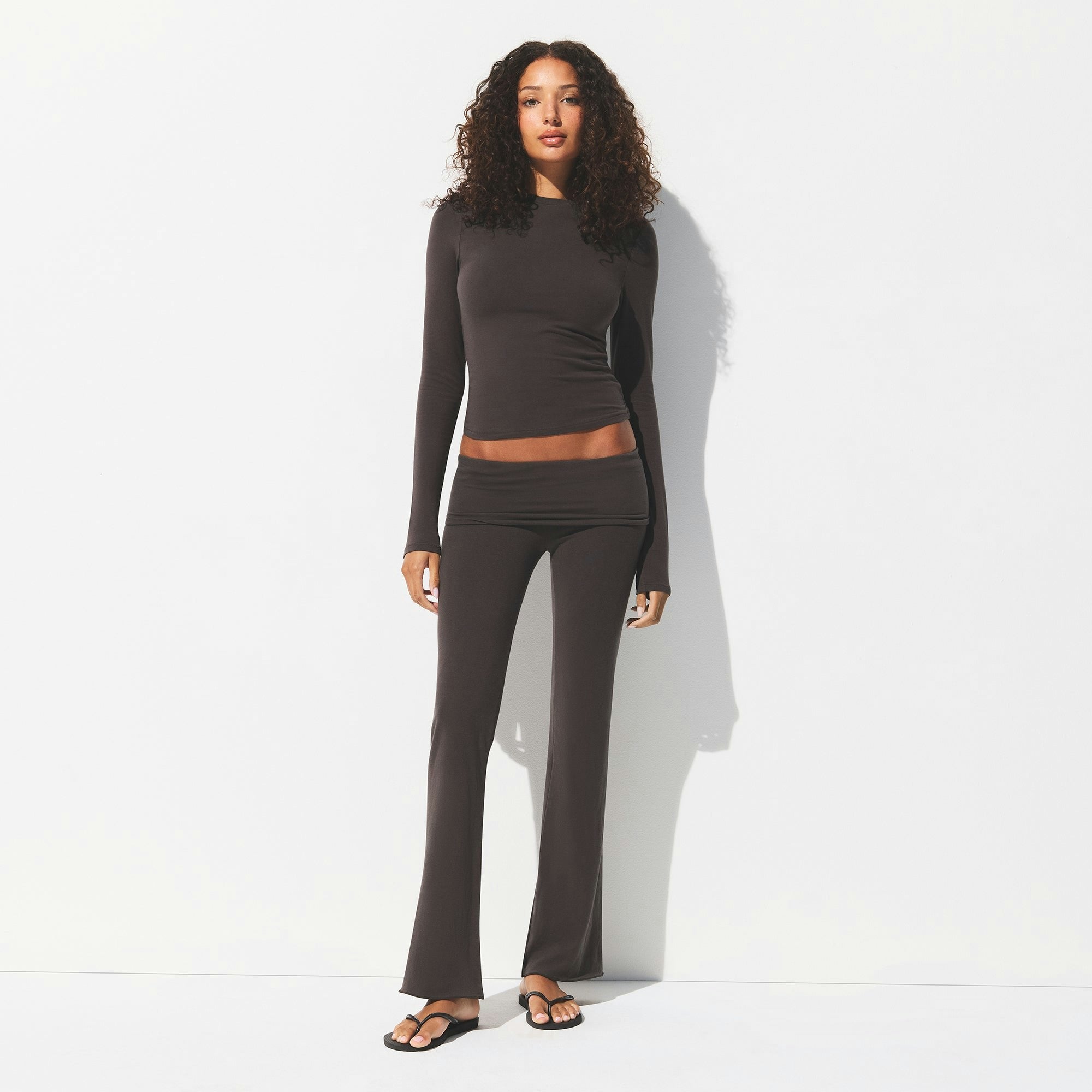 Skims Cotton Jersey Foldover Pant Iron