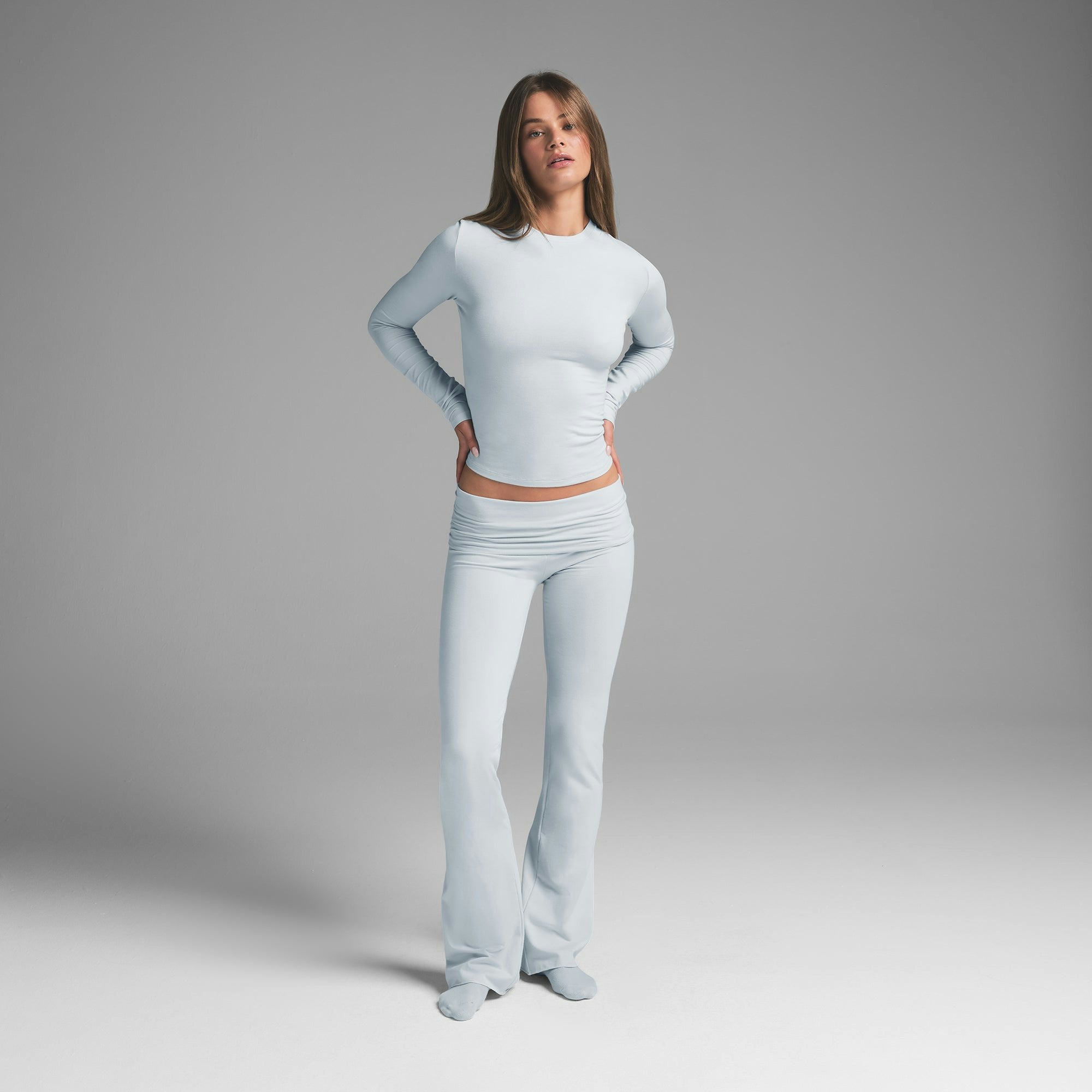 Skims Cotton Jersey Foldover Pant Zen Blue
