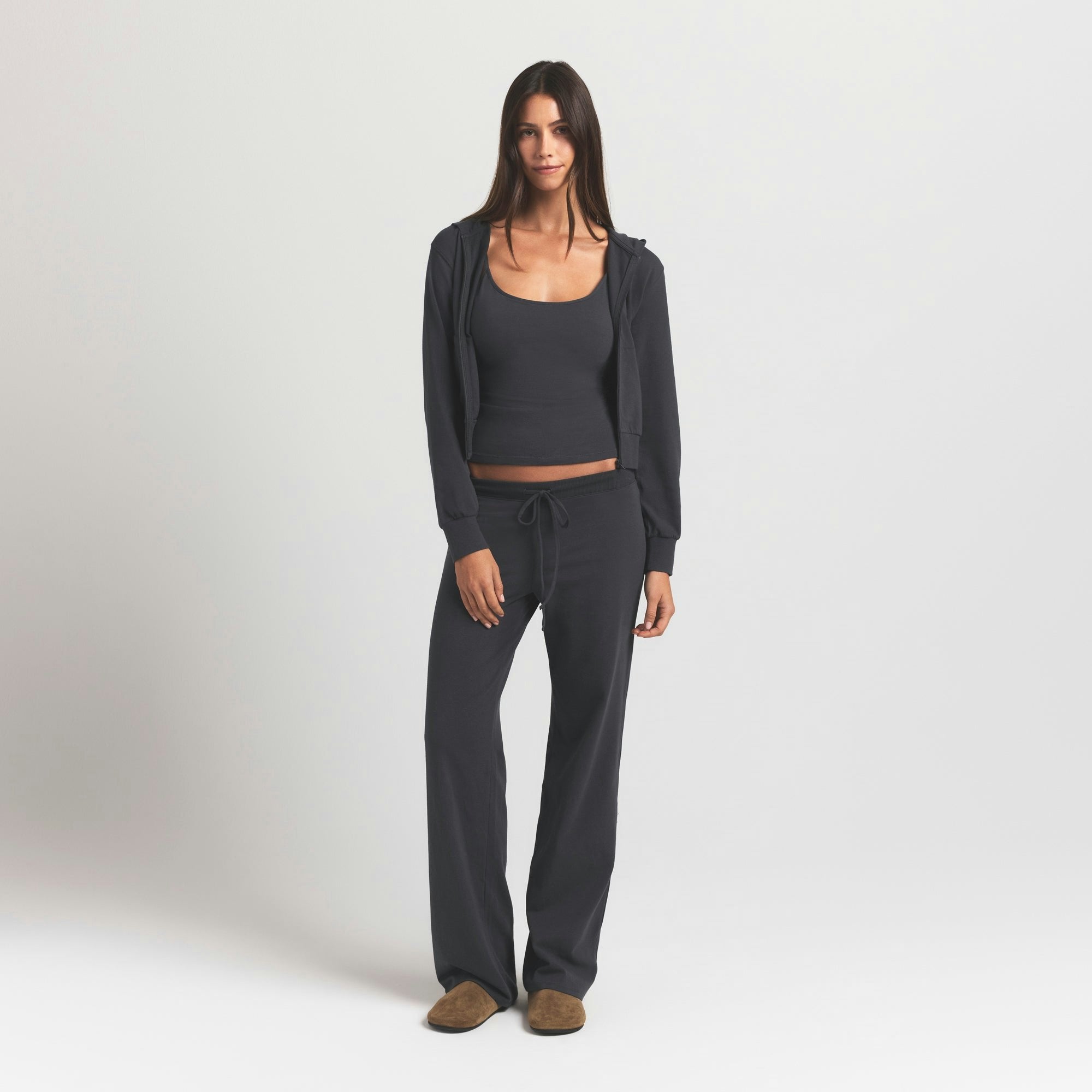 Skims Cotton Jersey Straight Leg Pant Ash