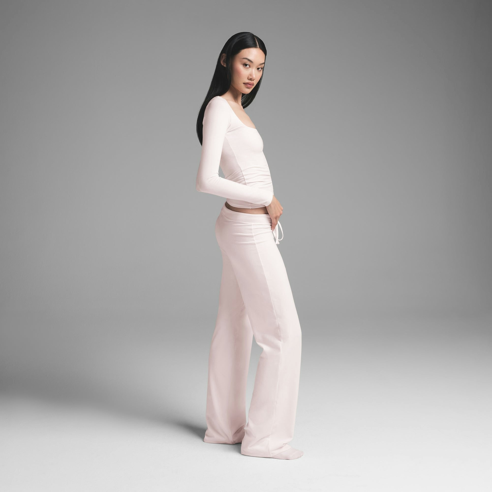 Skims Cotton Jersey Straight Leg Pant Barely Pink