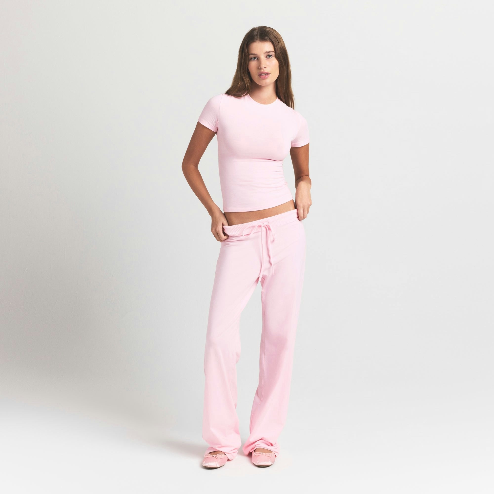 Skims Cotton Jersey Straight Leg Pant Cherry Blossom