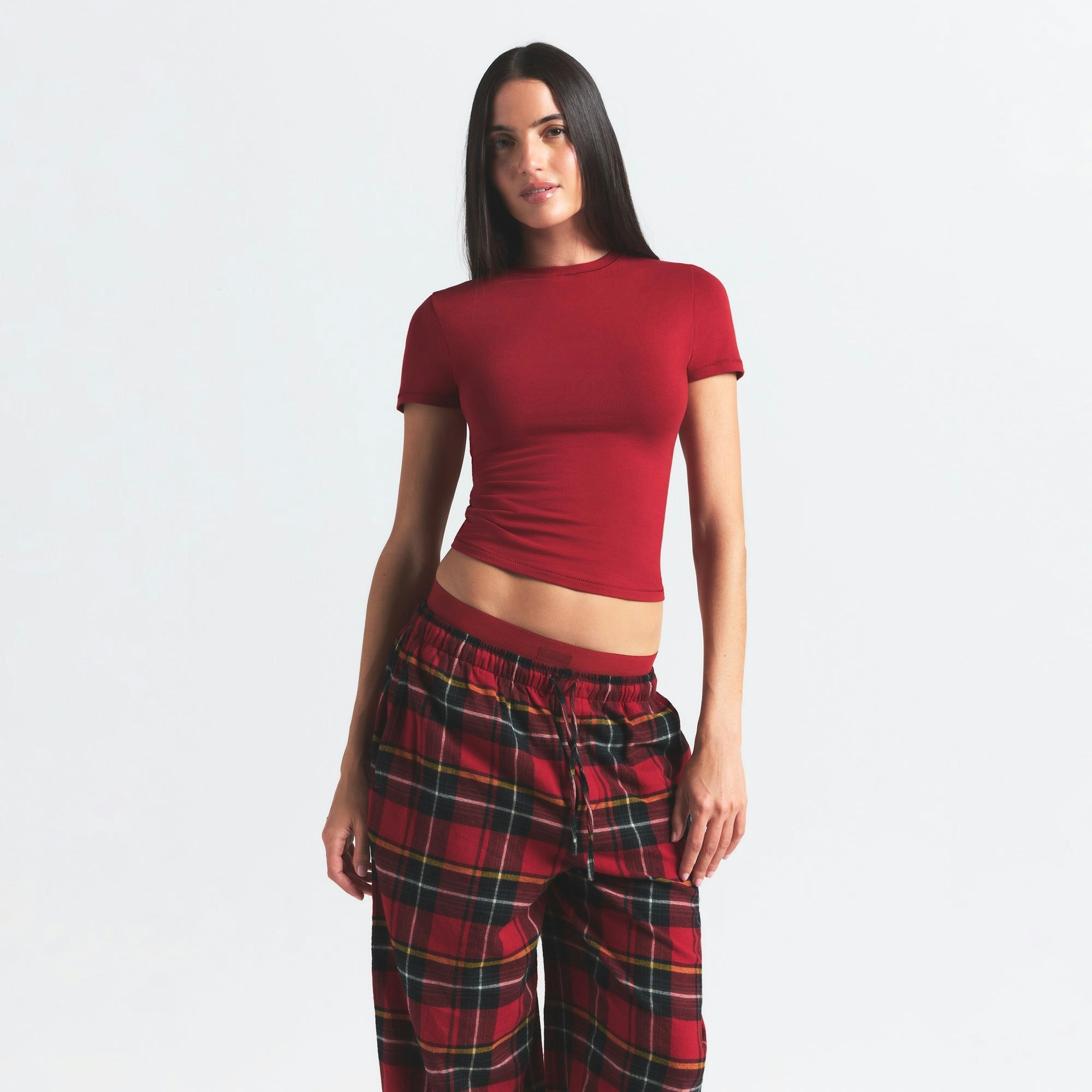 Skims Cotton Jersey T-Shirt Brick