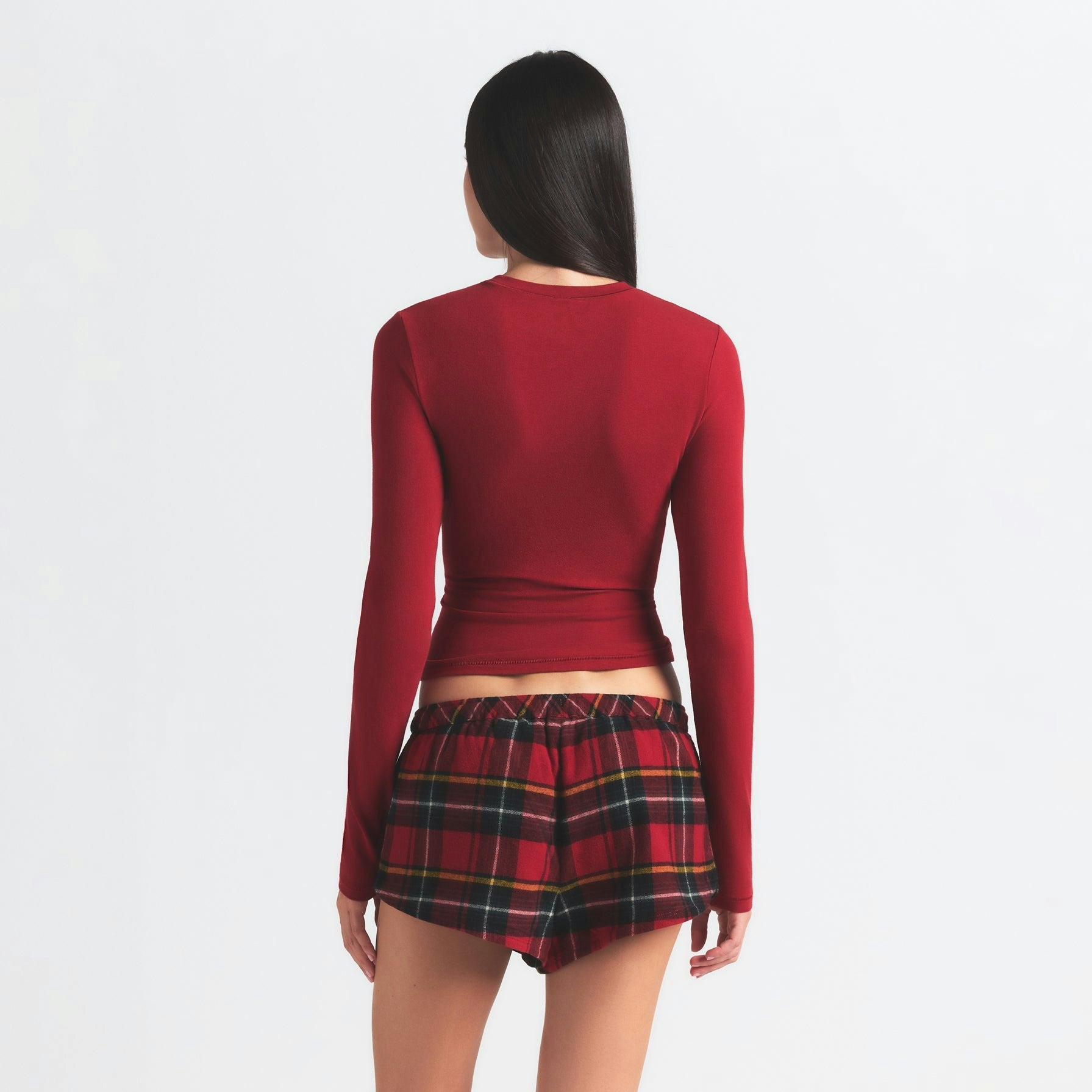 Skims Cotton Jersey Long Sleeve T-Shirt Brick