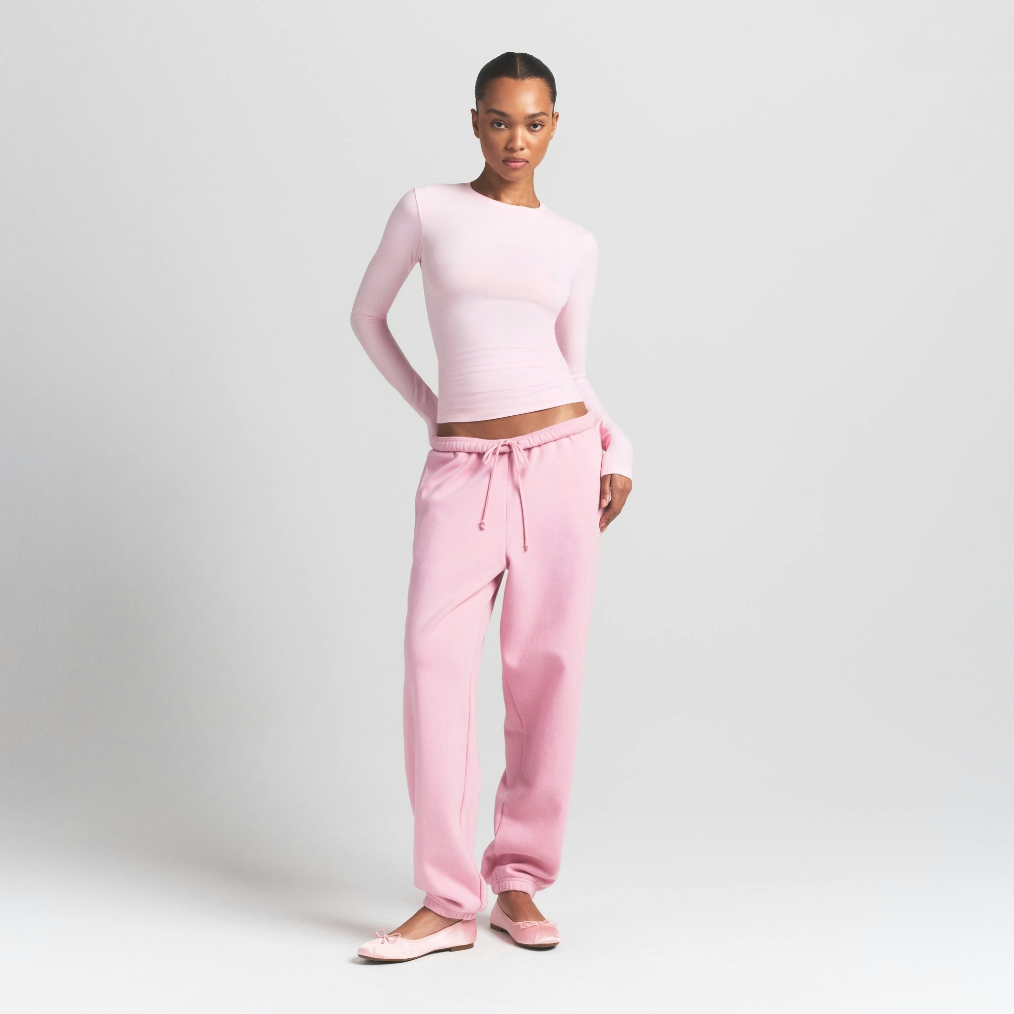 Skims Cotton Jersey Long Sleeve T-Shirt Cherry Blossom