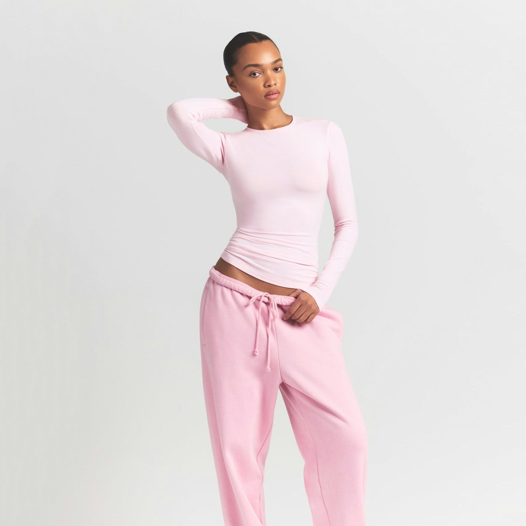 Skims Cotton Jersey Long Sleeve T-Shirt Cherry Blossom