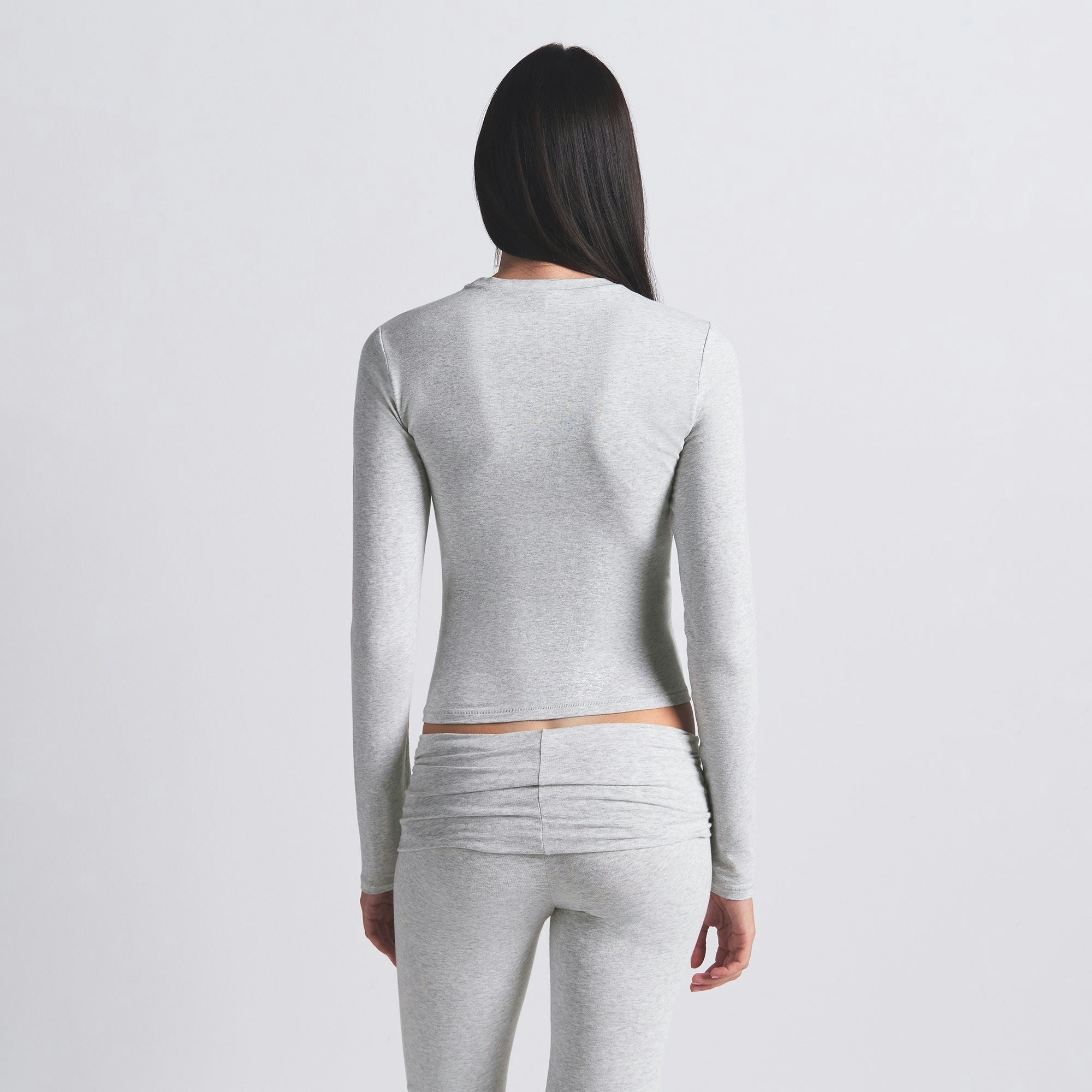 Skims Cotton Jersey Long Sleeve T-Shirt Light Heather Grey