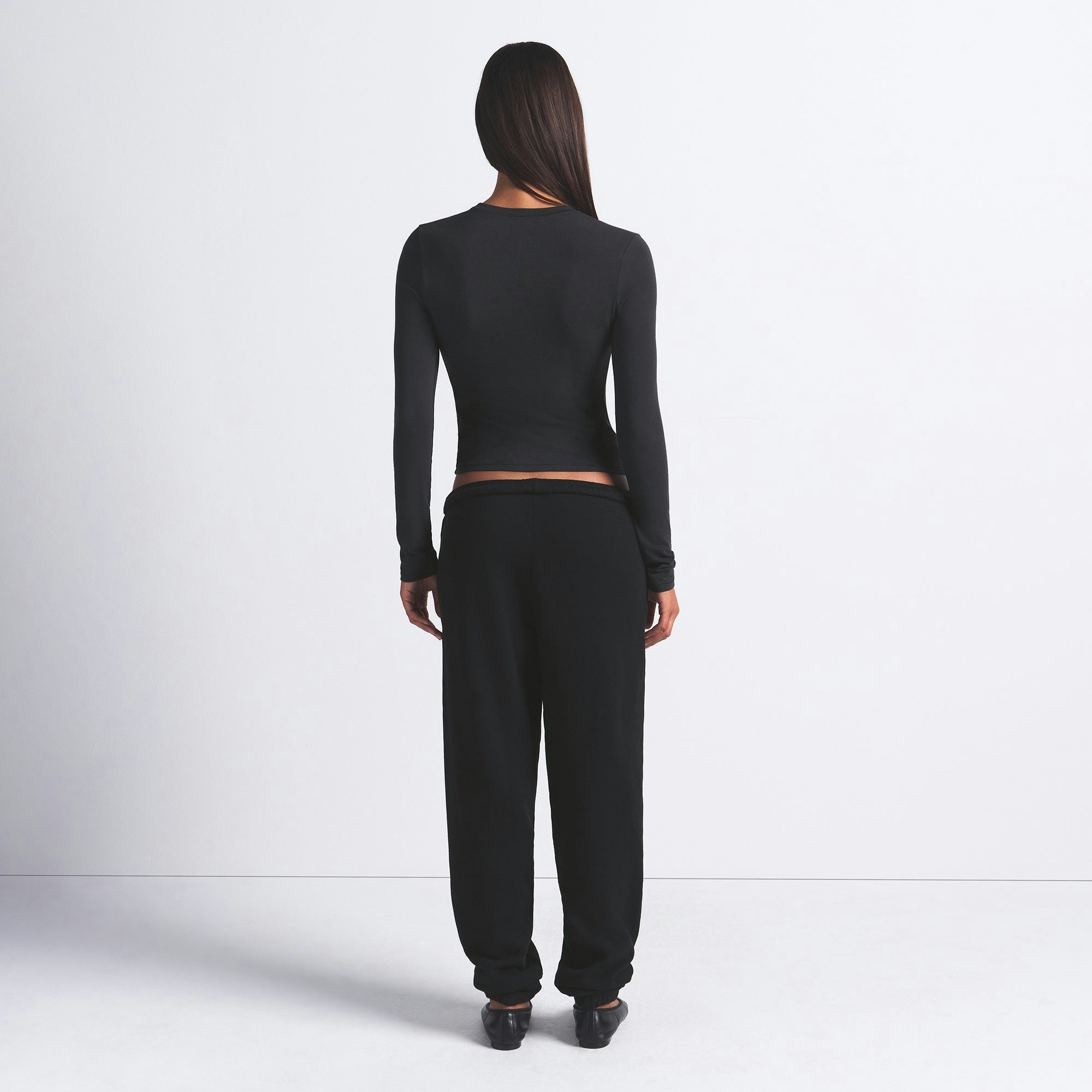 Skims Cotton Jersey Long Sleeve T-Shirt Soot