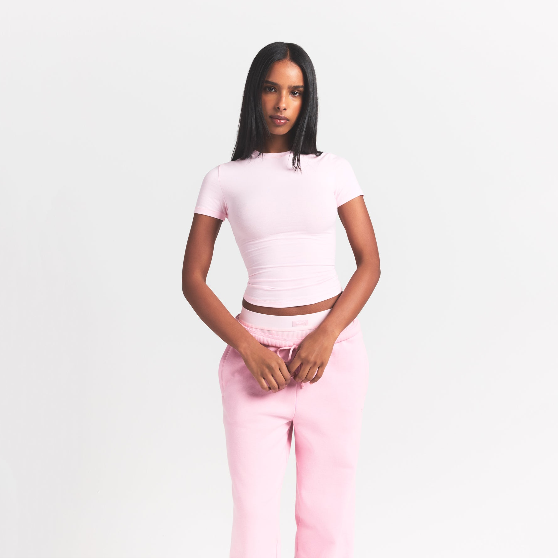 Skims Cotton Rib T-Shirt Cherry Blossom