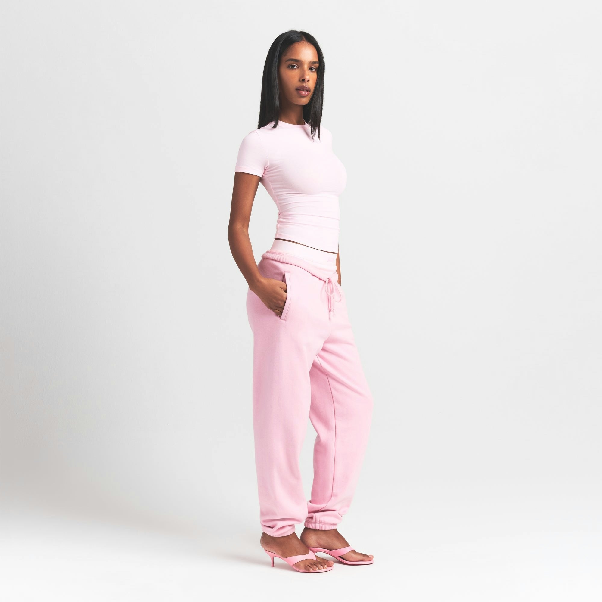 Skims Cotton Rib T-Shirt Cherry Blossom