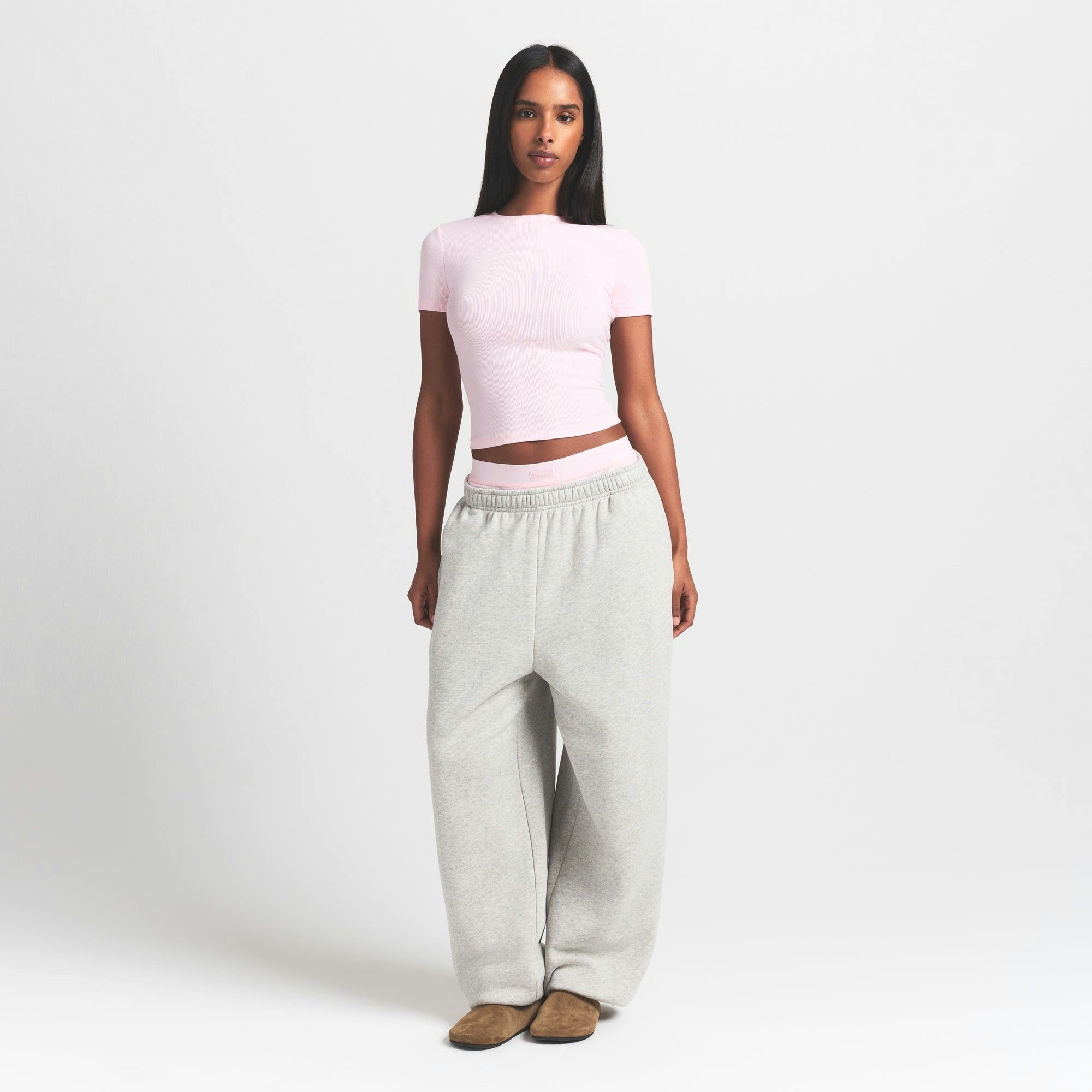 Skims Cotton Rib T-Shirt Cherry Blossom