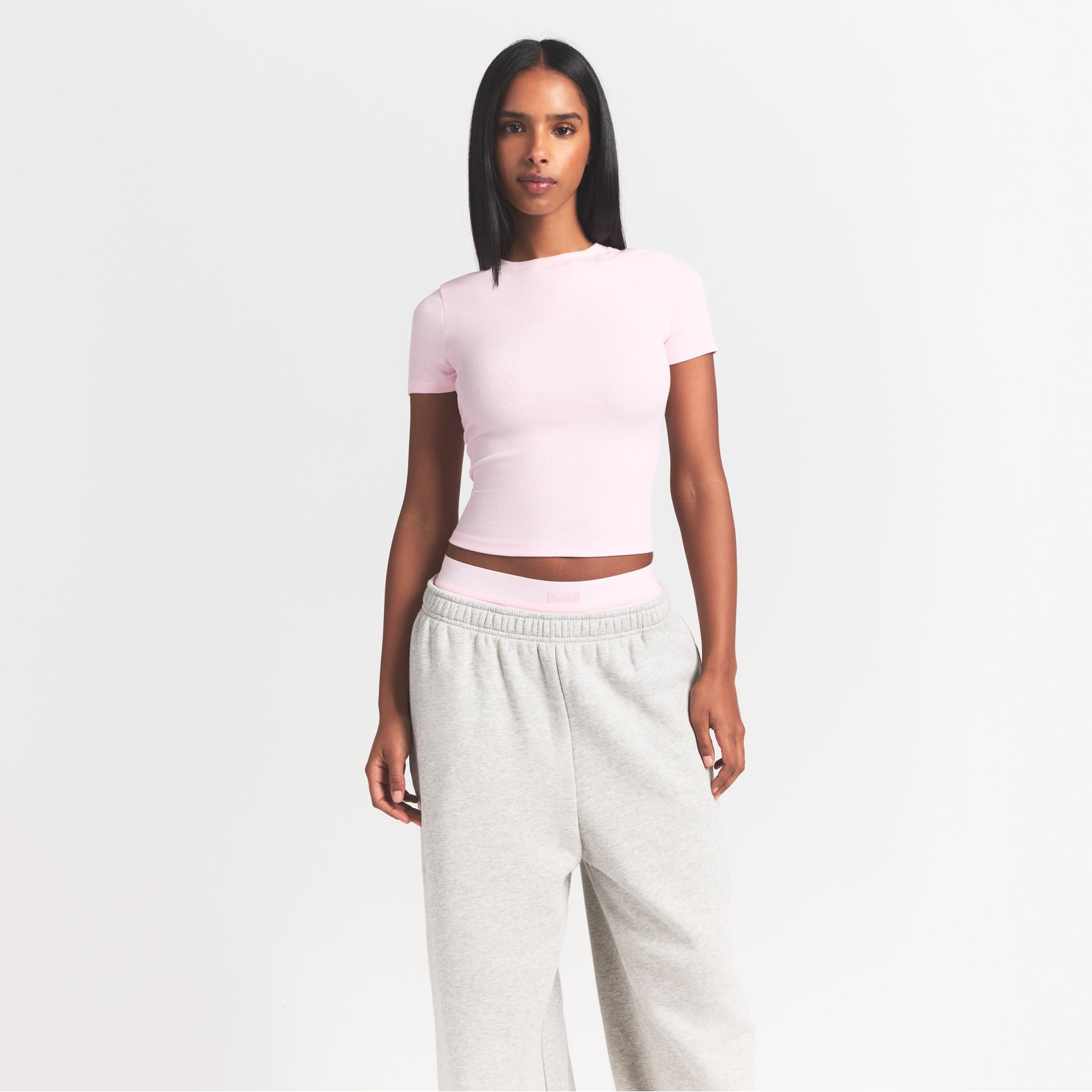 Skims Cotton Rib T-Shirt Cherry Blossom