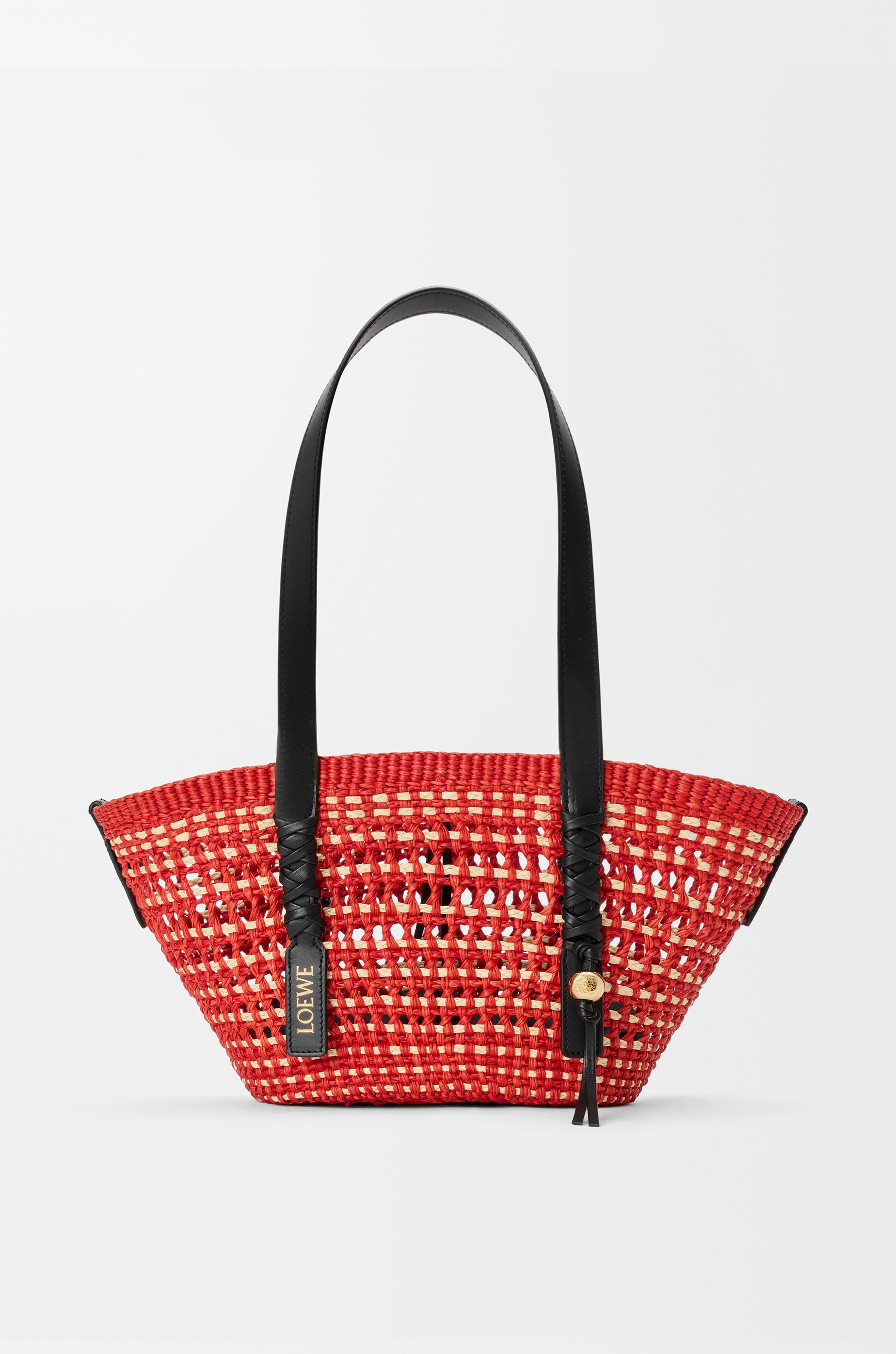 Loewe Small Braid basket in iraca palm and calfskin