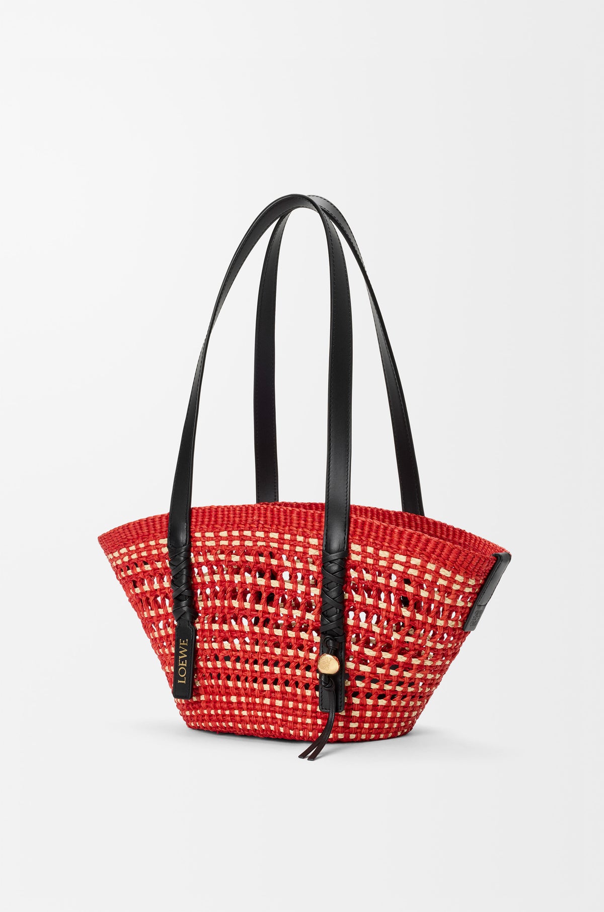 Loewe Small Braid basket in iraca palm and calfskin