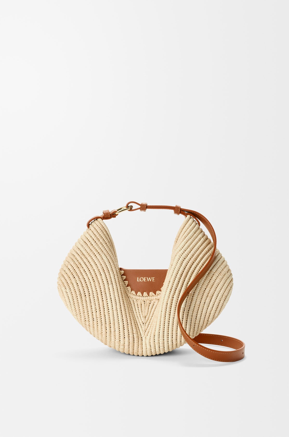 Loewe Medium Loewe Swing bag in raffia and calfskin