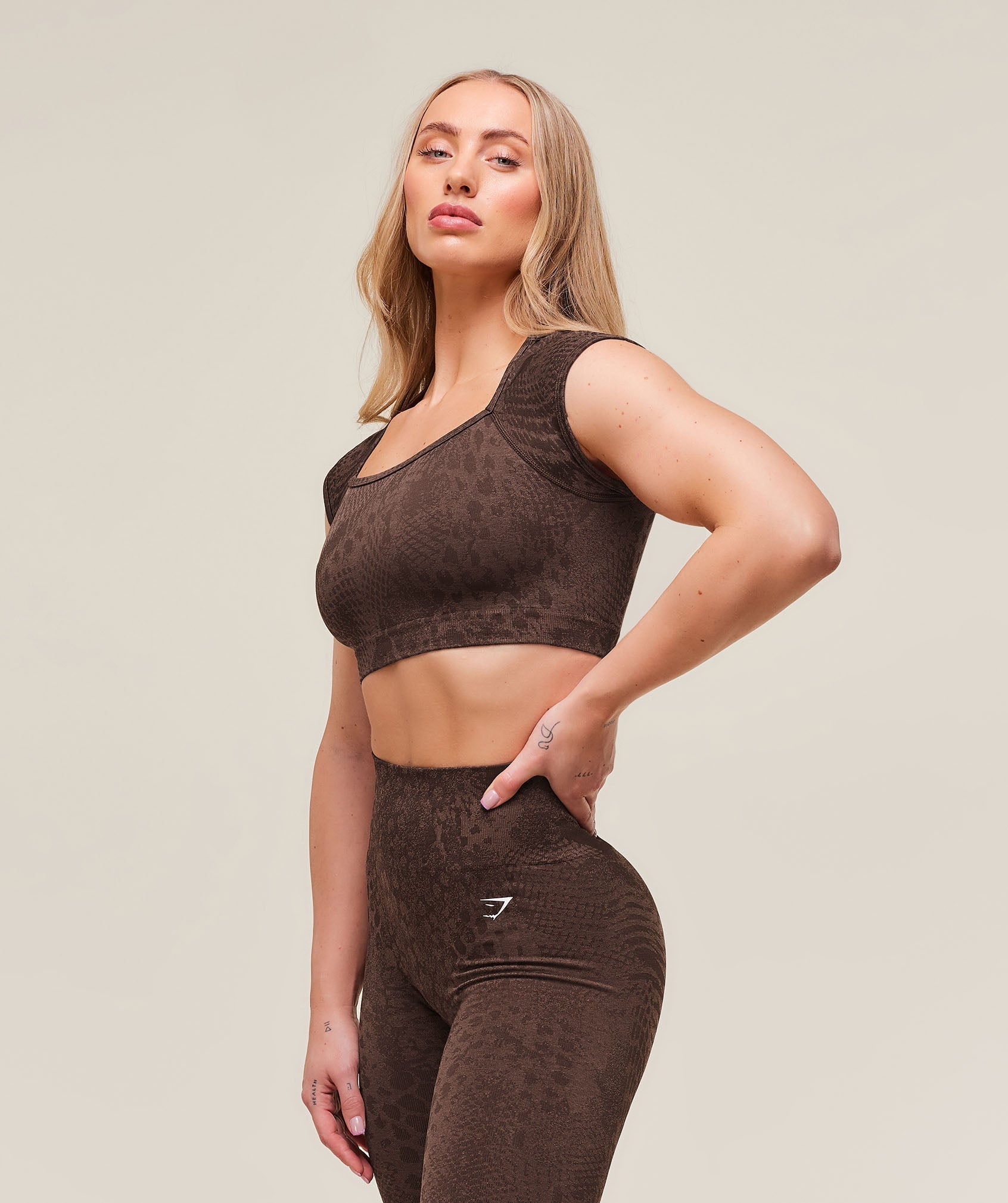 Women's Gymshark Adapt Animal X Whitney Seamless Crop Top Brown