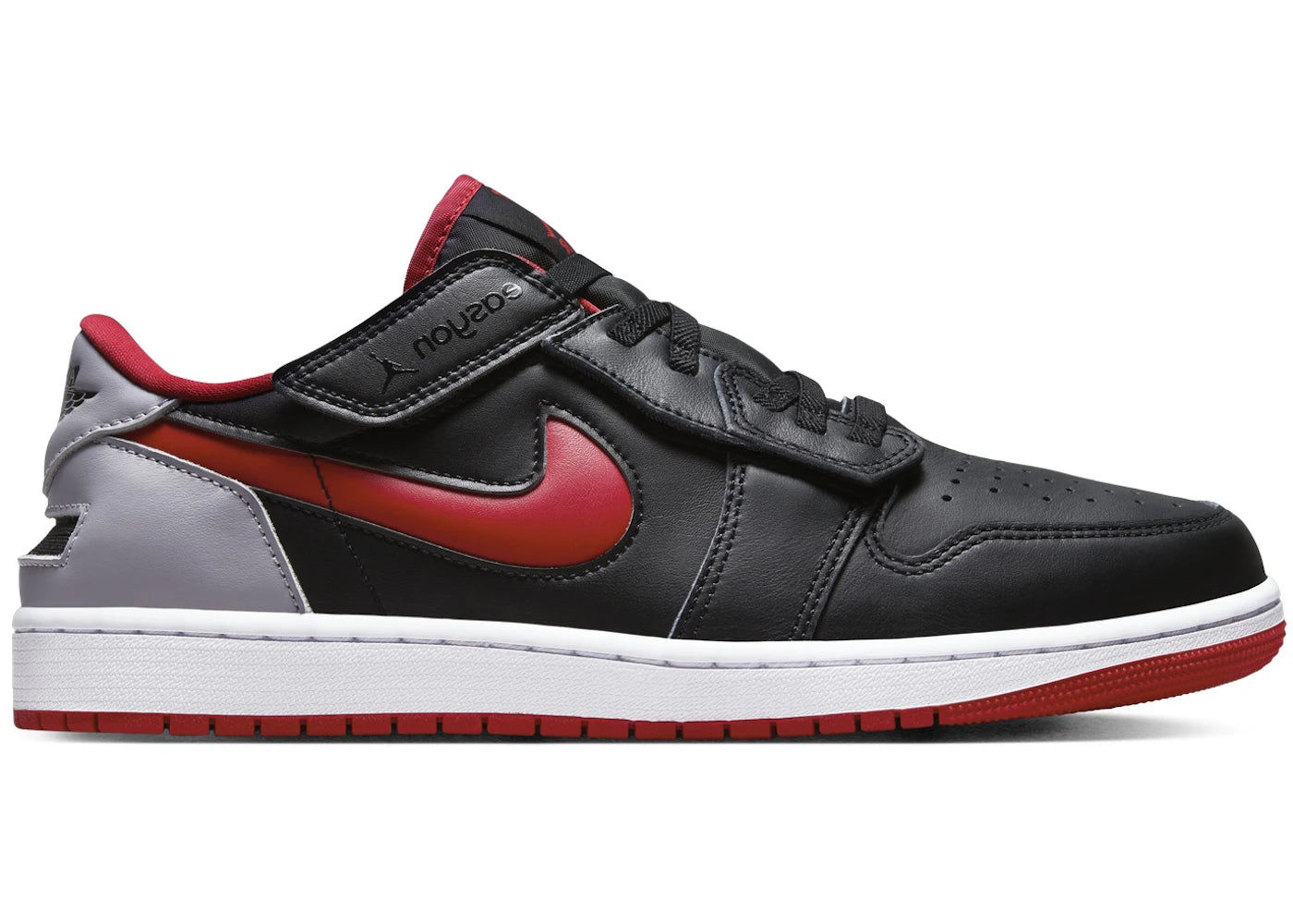 Jordan 1 Low Flyease Black Cement Grey White Fire Red