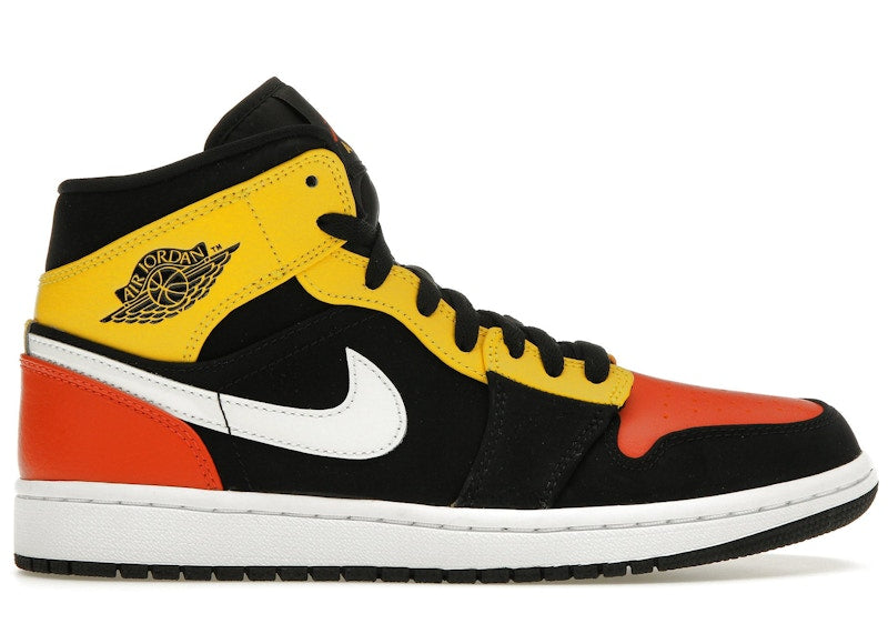 Jordan 1 Mid Black Amarillo Orange