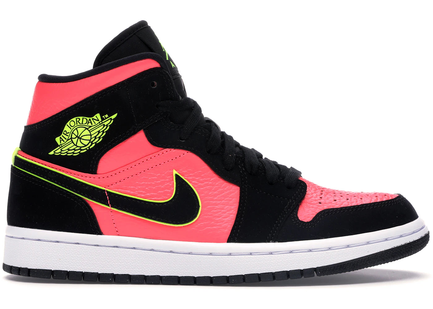 Jordan 1 Mid Black Hot Punch (Women'S)