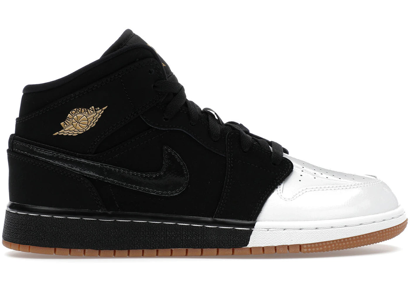 Jordan 1 Mid Black White Gold (Gs)
