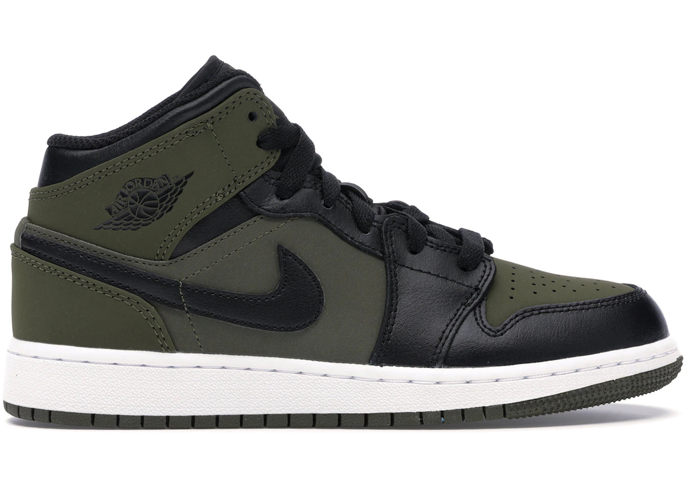 Jordan 1 Mid Olive Canvas Black (Gs)