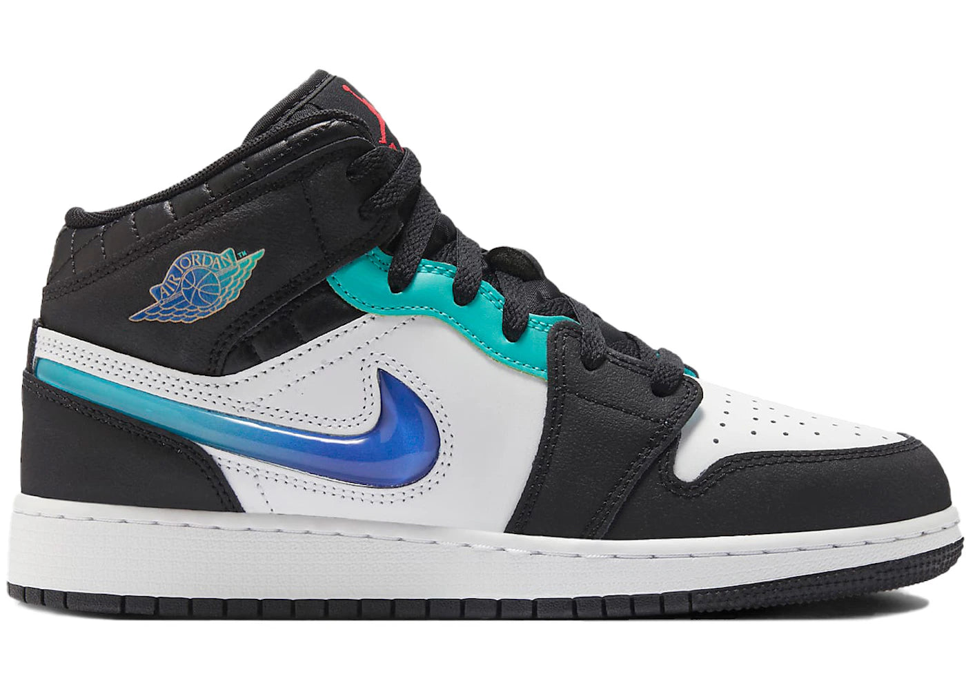 Jordan 1 Mid Se Black White Hyper Jade (Gs)
