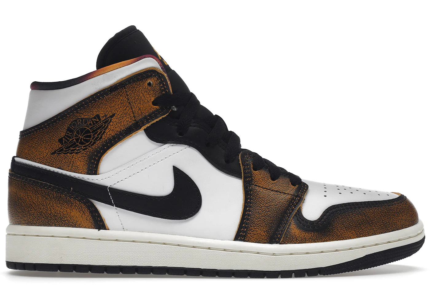 Air Jordan Men's Retro 1 Mid Se 'Orange Wear Away' Sneakers