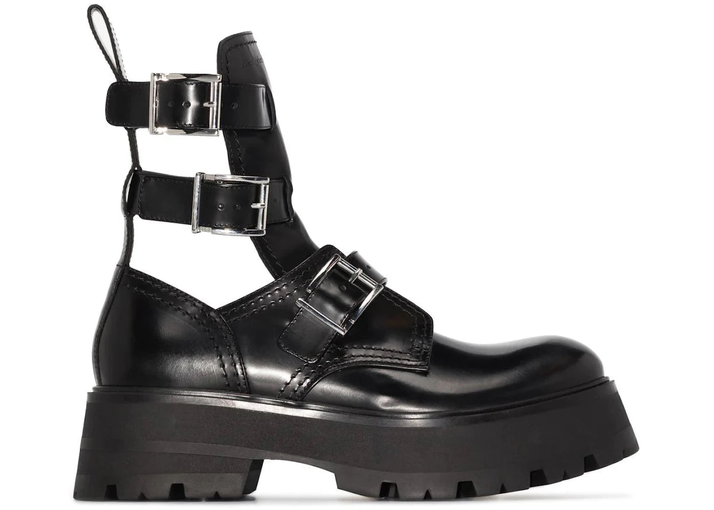 alexander mcqueen buckled ankle boot black (women's)