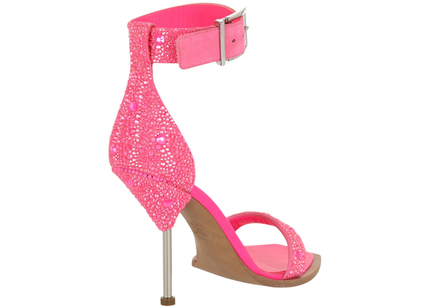 alexander mcqueen crystal embellished heel sandals pink silver (women's)