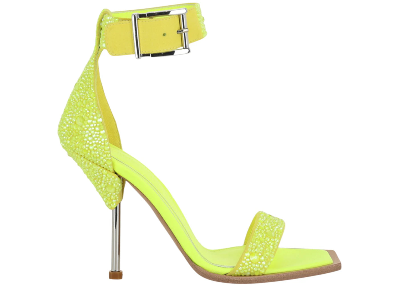 alexander mcqueen crystal embellished heel sandals yellow silver (women's)