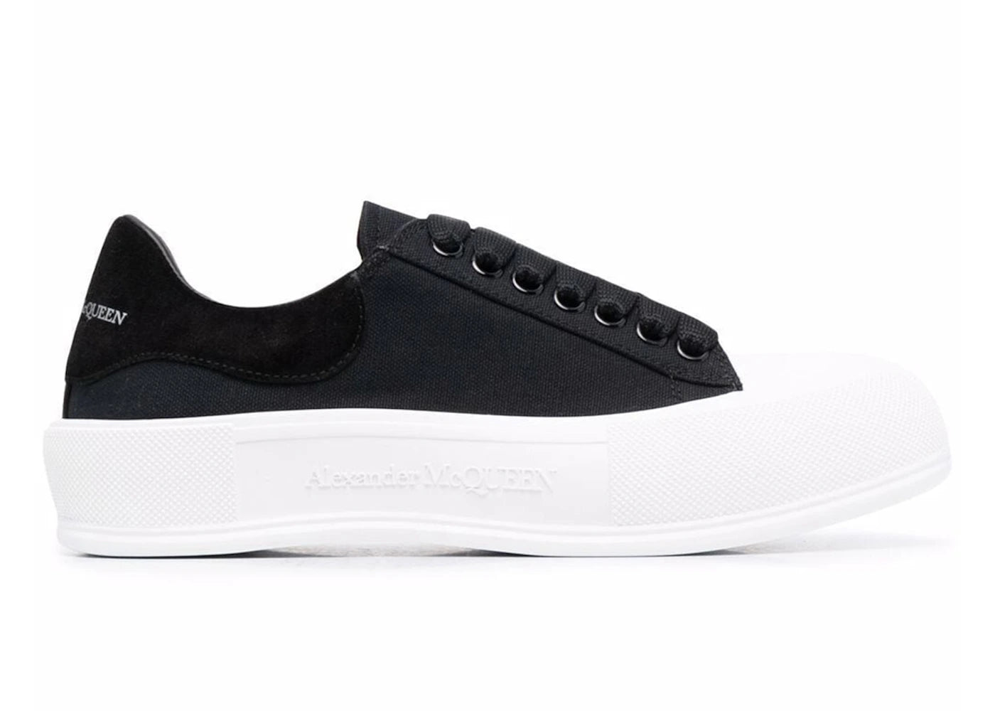 alexander mcqueen deck skate plimsoll lace-up black white
