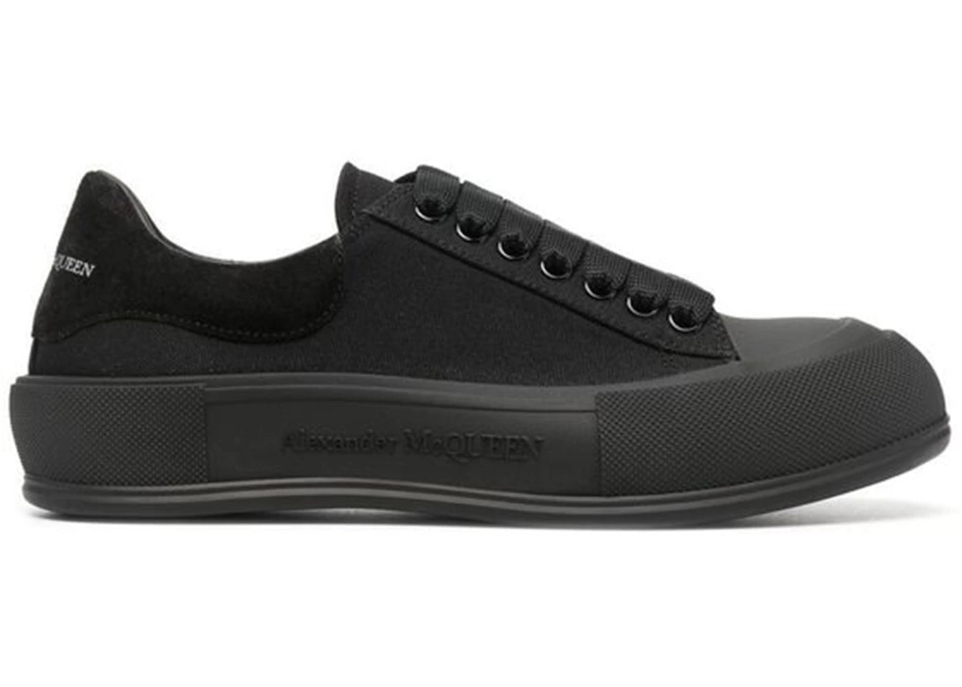 alexander mcqueen deck skate plimsoll lace-up triple black