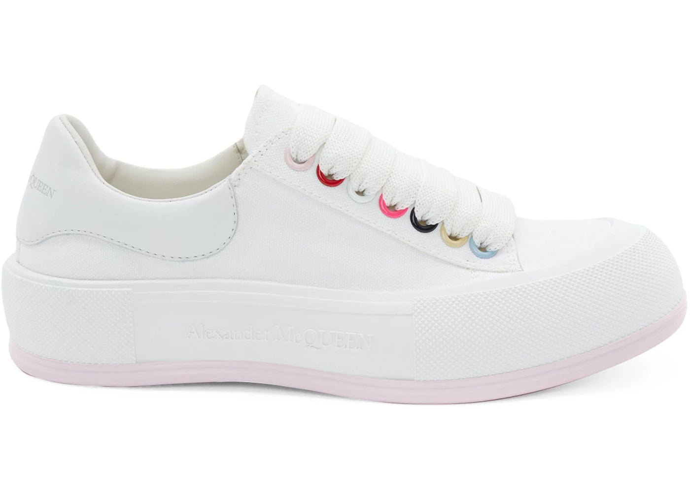 alexander mcqueen deck skate plimsoll lace-up white multi (women's)